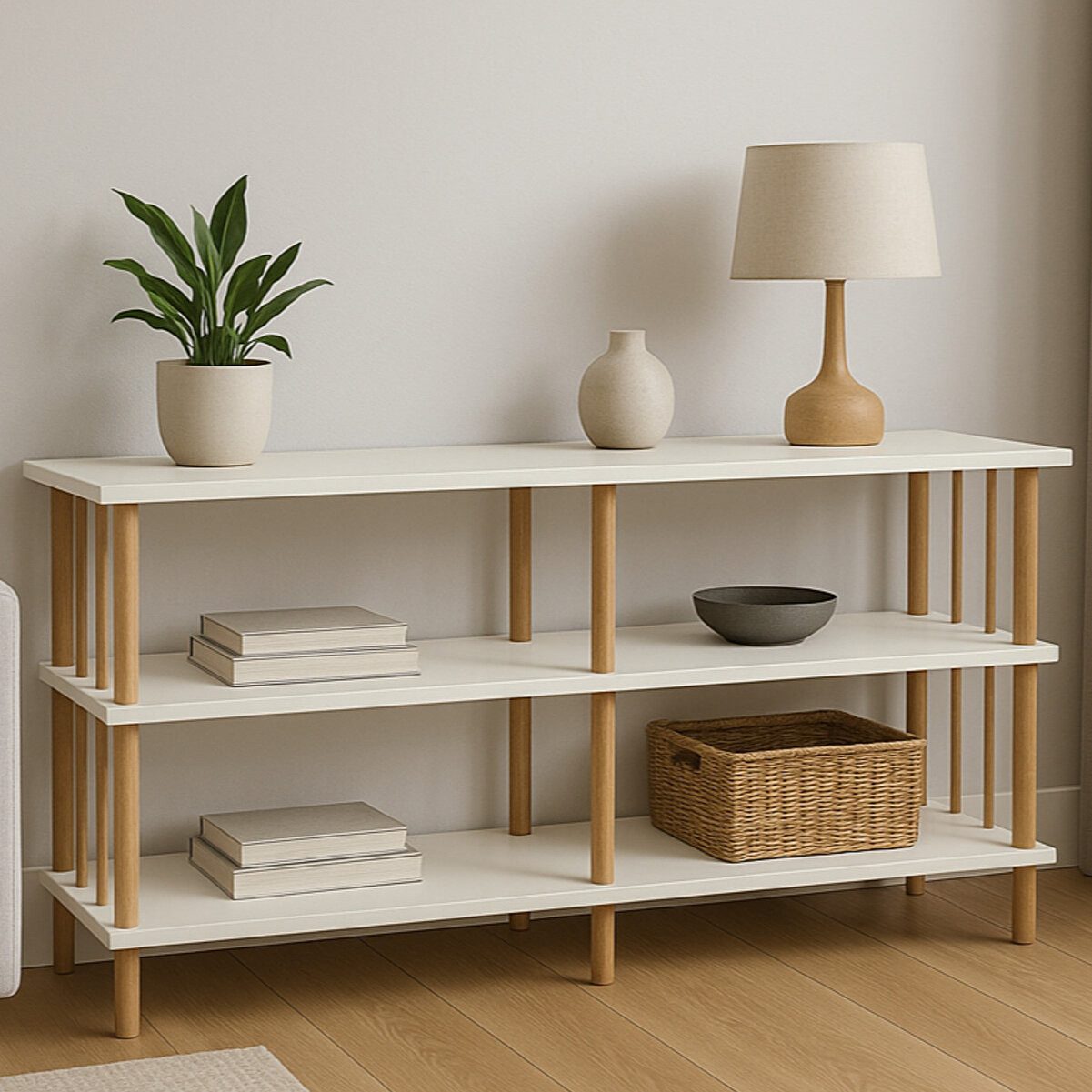 en.casa Kommode (1 St), 120 x 30 cm Holz Weiß