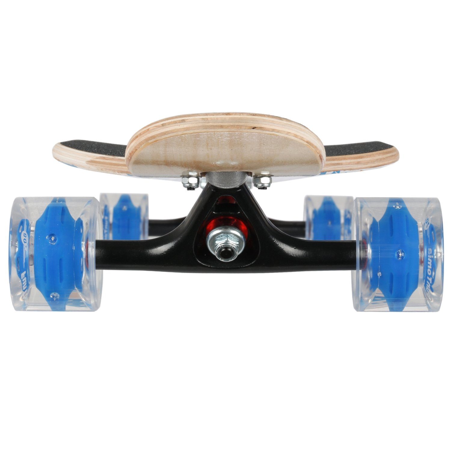 Komplettboard Tip LED 3 in 2 ABEC-9 Longboard Flex Flex Drop T-Tool Blume Stufen Longboard Cruiser + Kugellager, Speed Camber Ahornholz Through bis Mach1 Tip Skateboard 84kg - - Twin Twin mit Camber Rollen FunTomia Blau und LED / 25