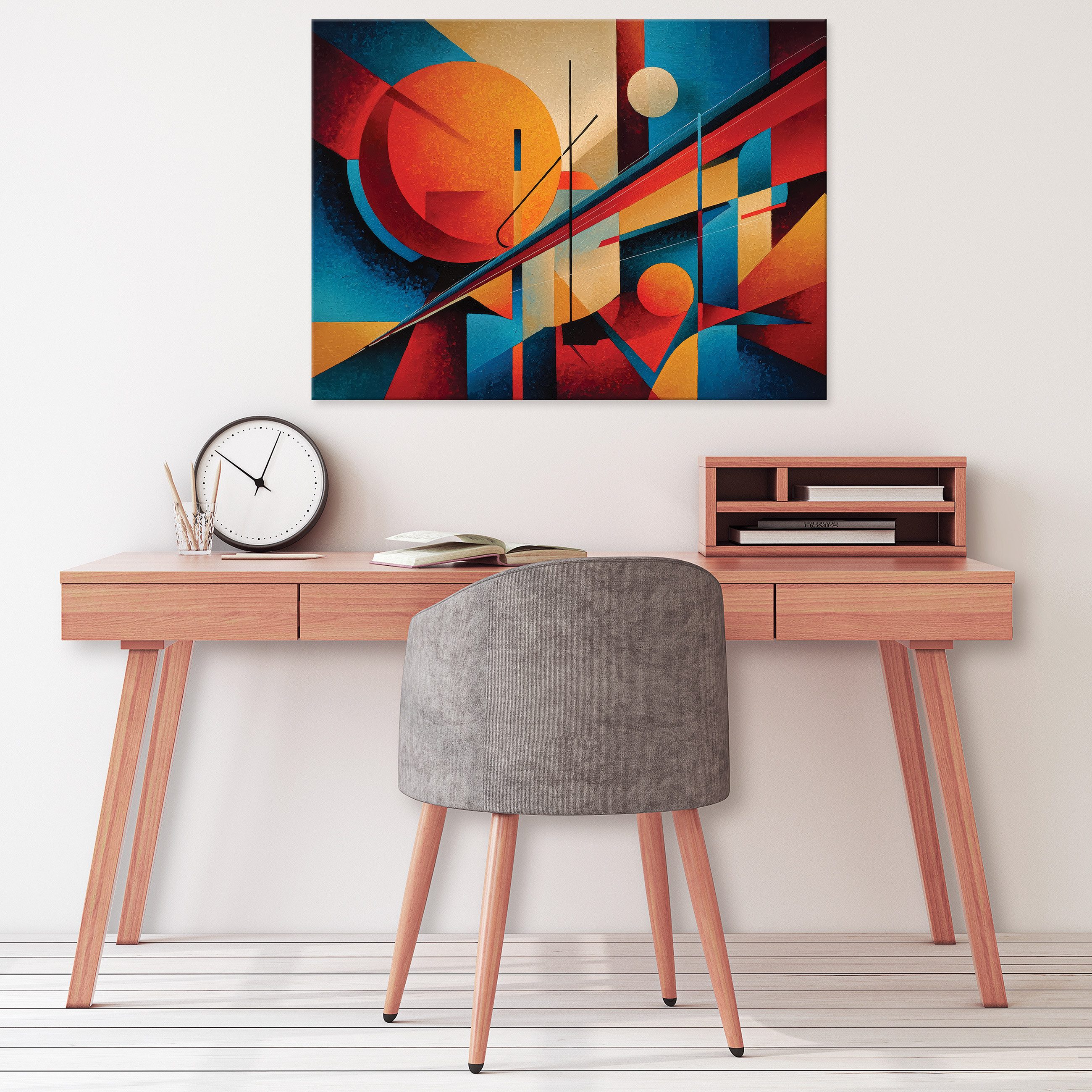 Wallarena Leinwandbild Abstrakt Art Deco - Orange - Modern - Wohnzimmer, Abstrakt, 40x30x2cm