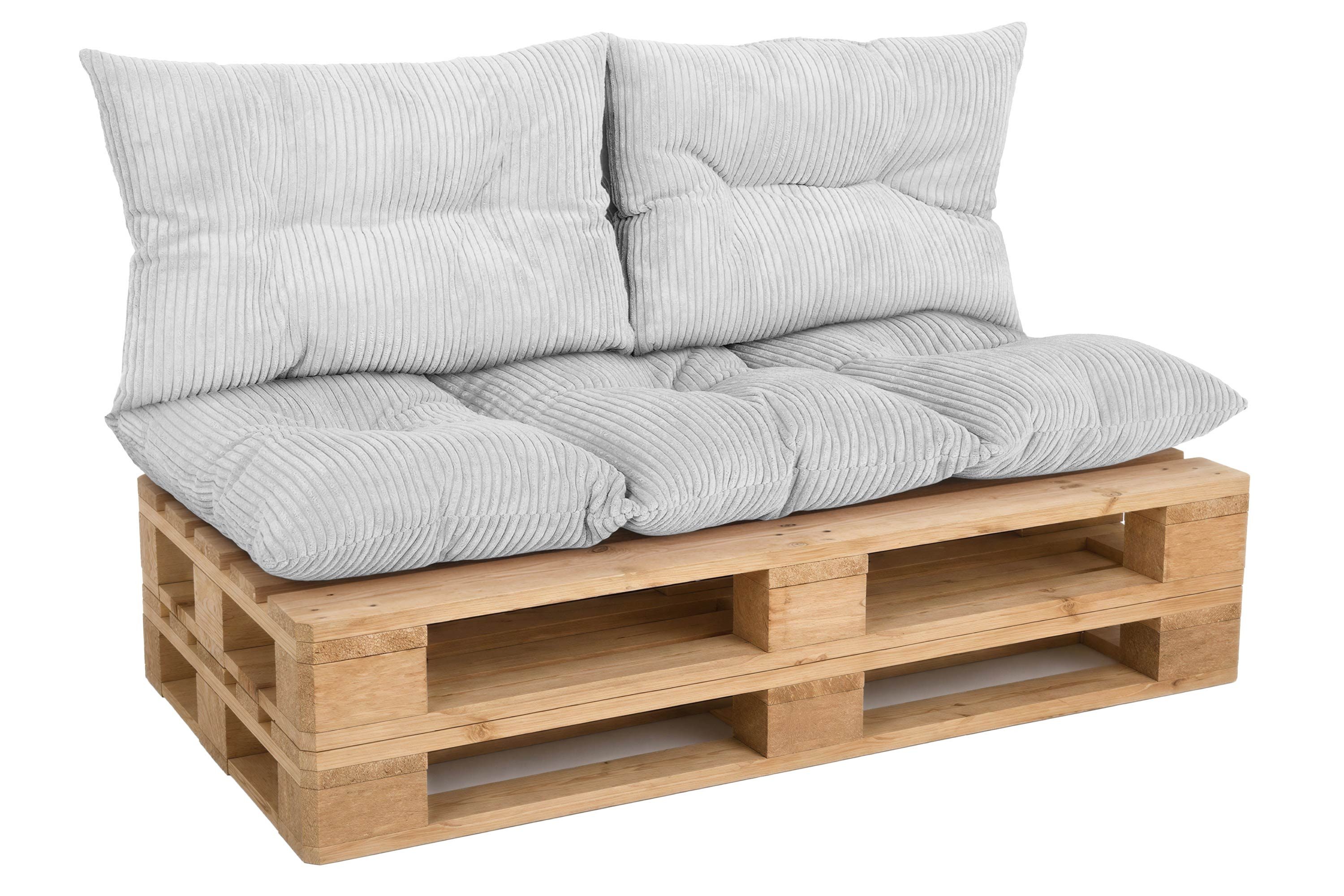 Amilian Palettenkissen Set 3-teilig Palettenauflagen für Europaletten, Balkon, Terrasse, Sitzkissen 120x60 cm + 2x Kissen 40x60 cm