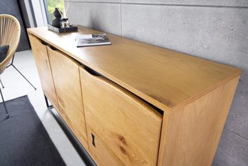 riess-ambiente Sideboard MAMMUT ARTWORK 150cm natur / schwarz (Einzelartikel, 1 St), Wohnzimmer · Eichen-Design · Metall · Baumkanten-Türen · Schlafzimmer