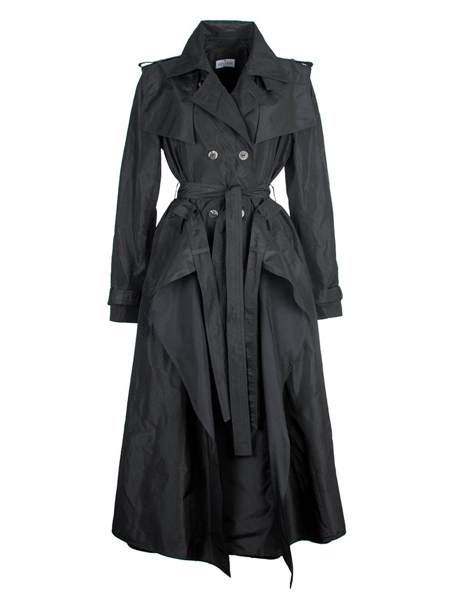RUA & RUA Trenchcoat Seiden-Mantel Doppelreihig mit Bindegürtel Langmantel Luxuriöser Seidentrenchcoat, doppelreihig mit Bindegürtel