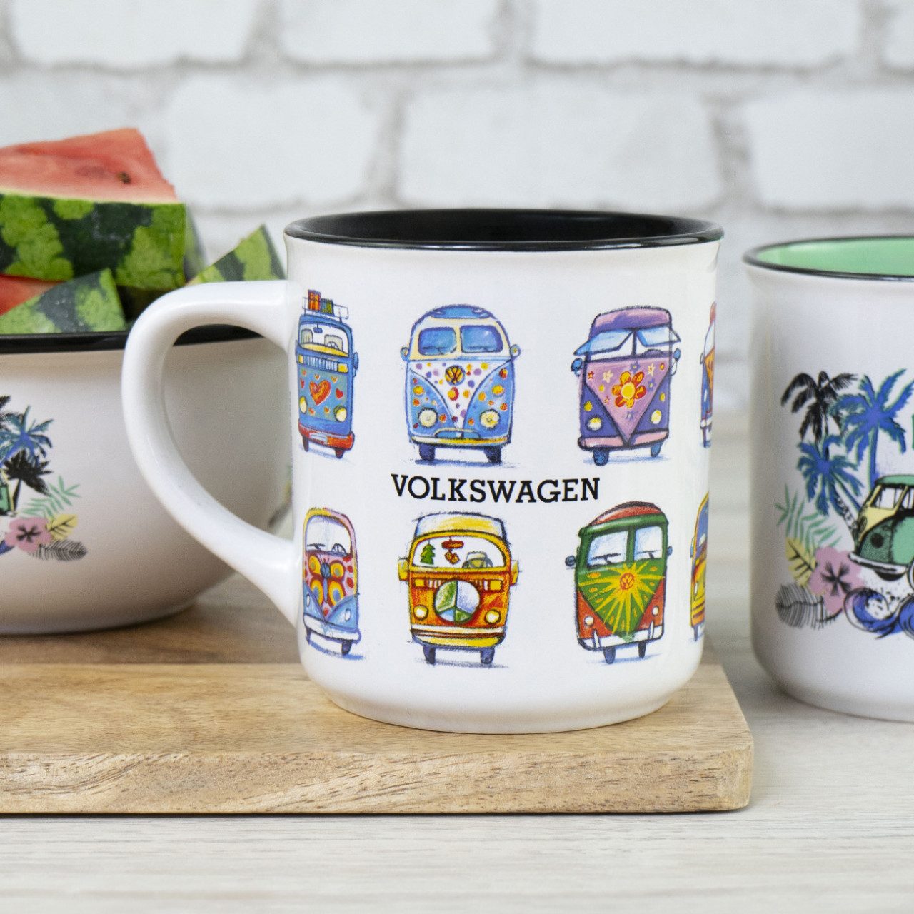Geda Labels GmbH Tasse VW Sketch Emaille-Optik 400ml, 1-tlg., Keramik, Weiß, 400ml, spülmaschinengeeignet