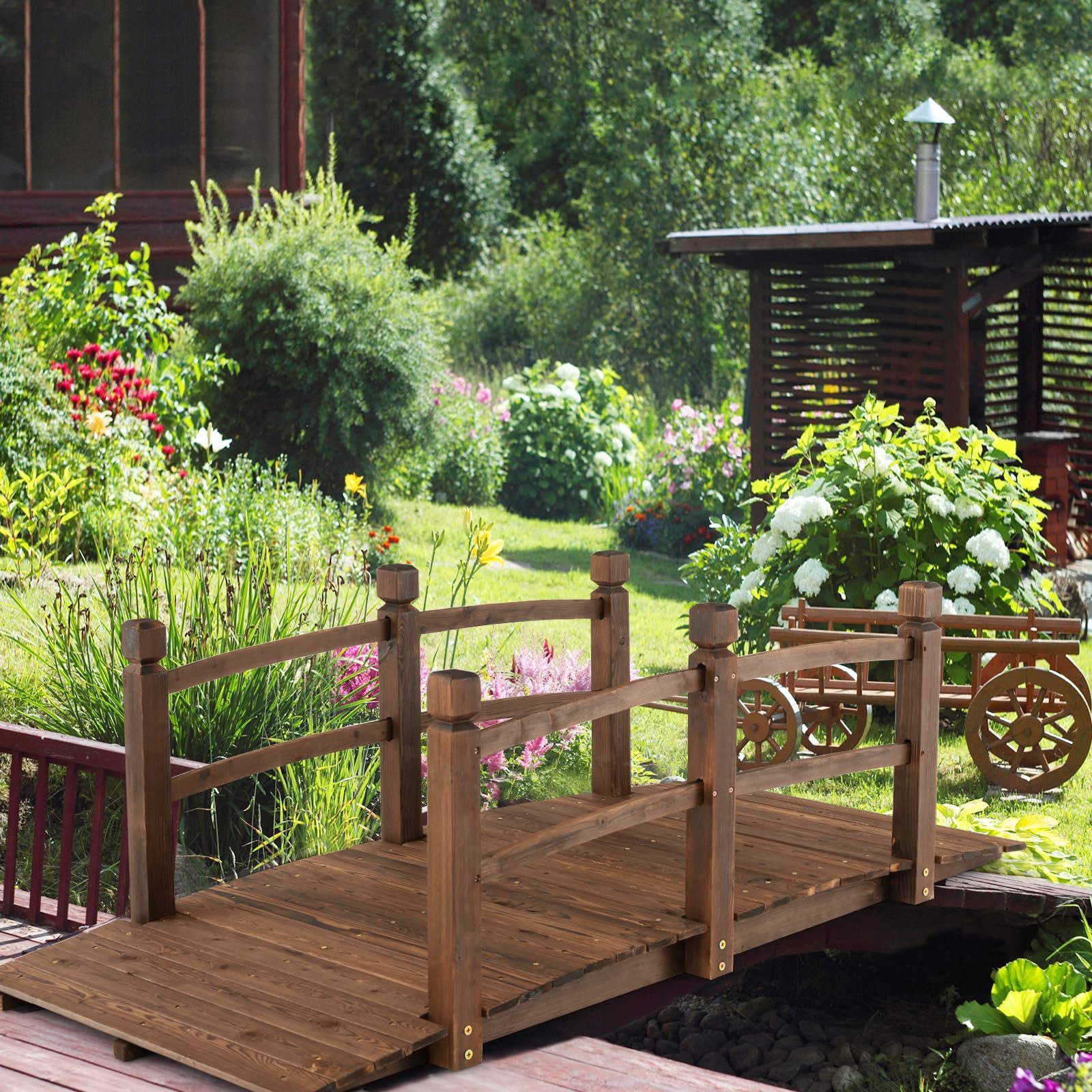 COSTWAY Zierbrücke Gartenbrücke, Holzbrücke, Gartenbrücke, aus Holz, 171 x günstig online kaufen