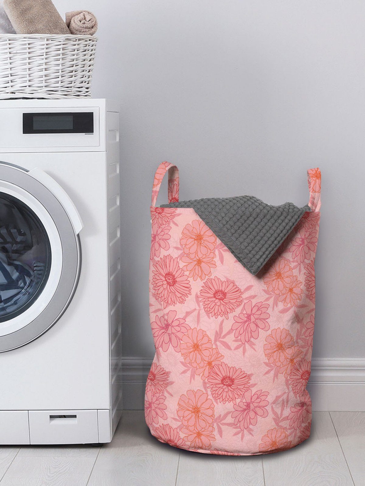 Abakuhaus Wäschesäckchen Wäschekorb Griffen Mit Kordelzugverschluss Romantik für Blumenweinlese Waschsalons, mit und Blumen