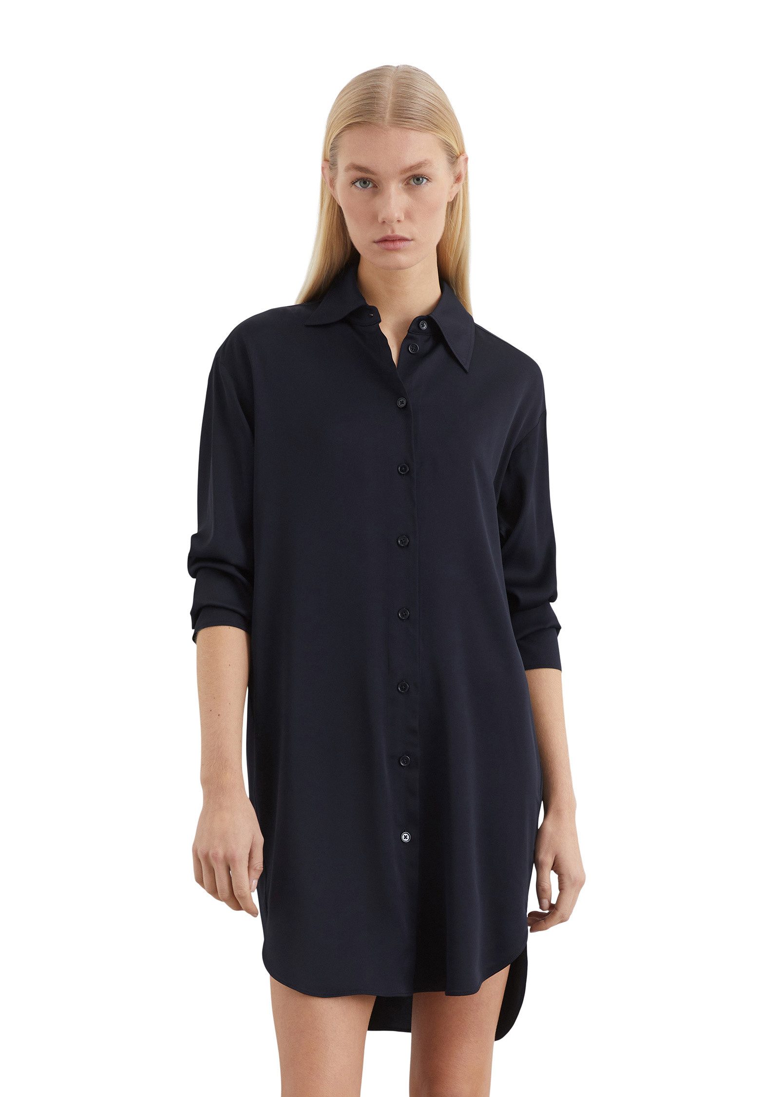 Hemdblusenkleid aus fließendem Viskose-Stretch