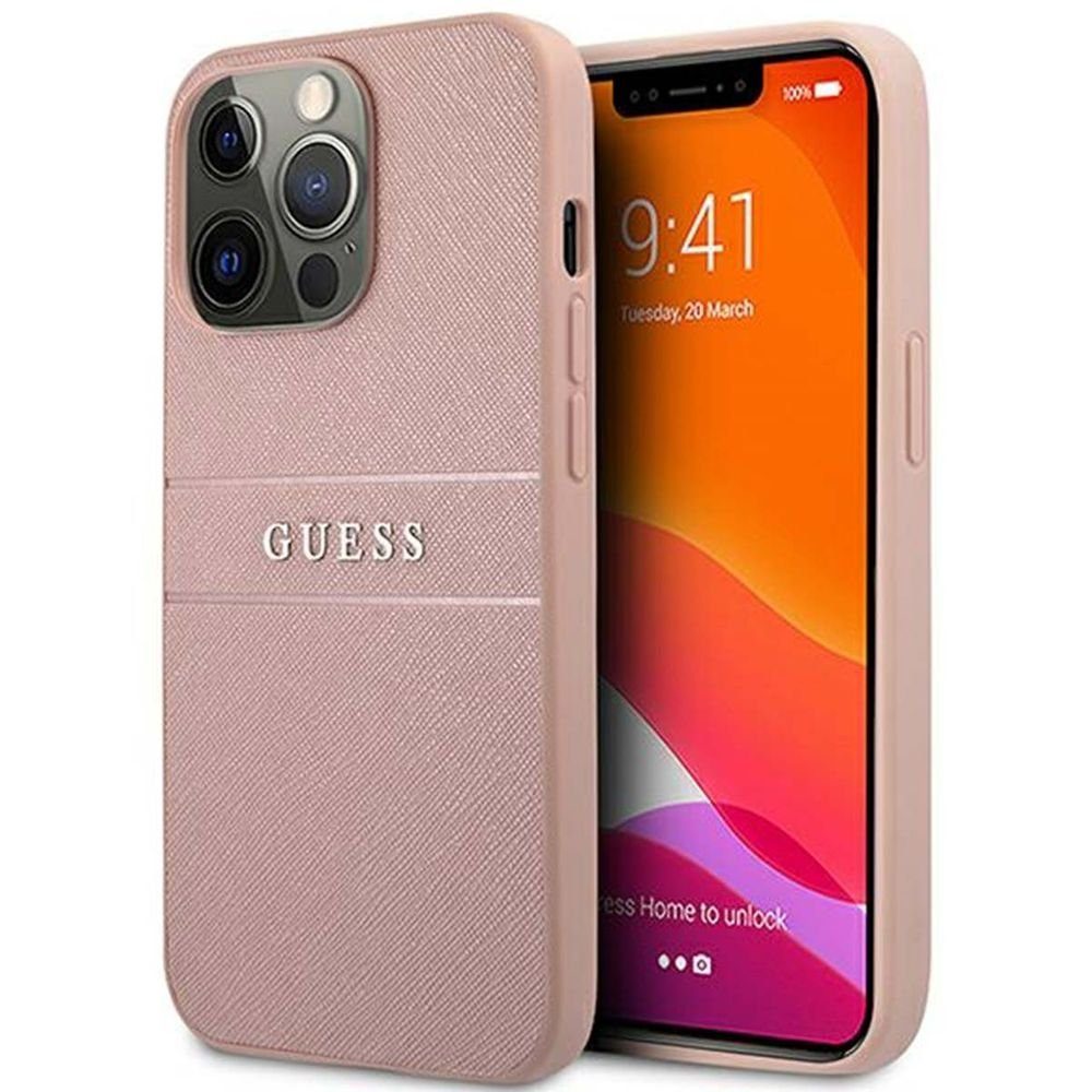 Guess Handyhülle »Guess Saffiano Stripe Collection Apple iPhone 13 Pro Max  Hard Case Cover Schutzhülle Pink« online kaufen | OTTO