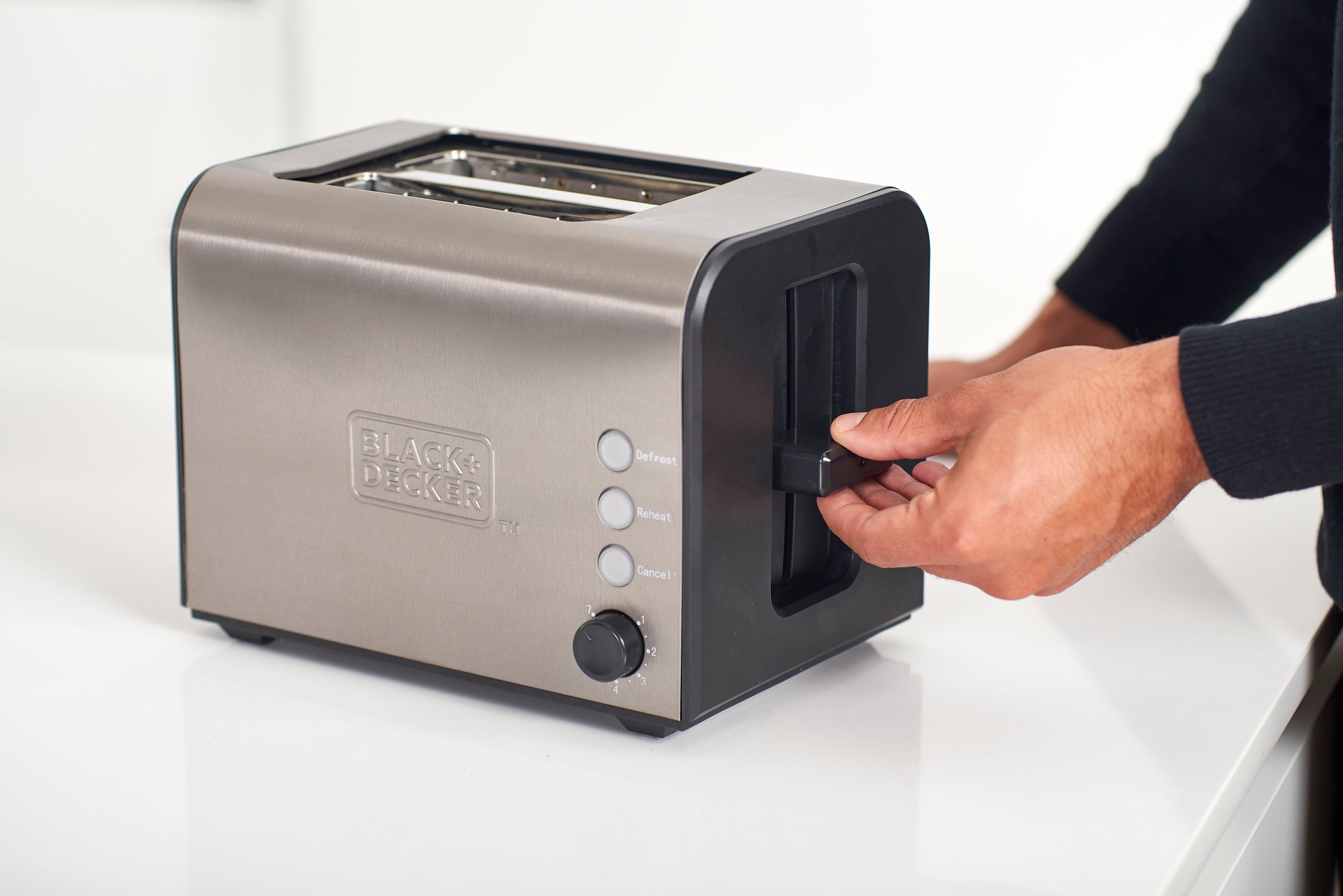 kurze Decker Black Toaster 2 + 900 BXTO900E, W Schlitze,