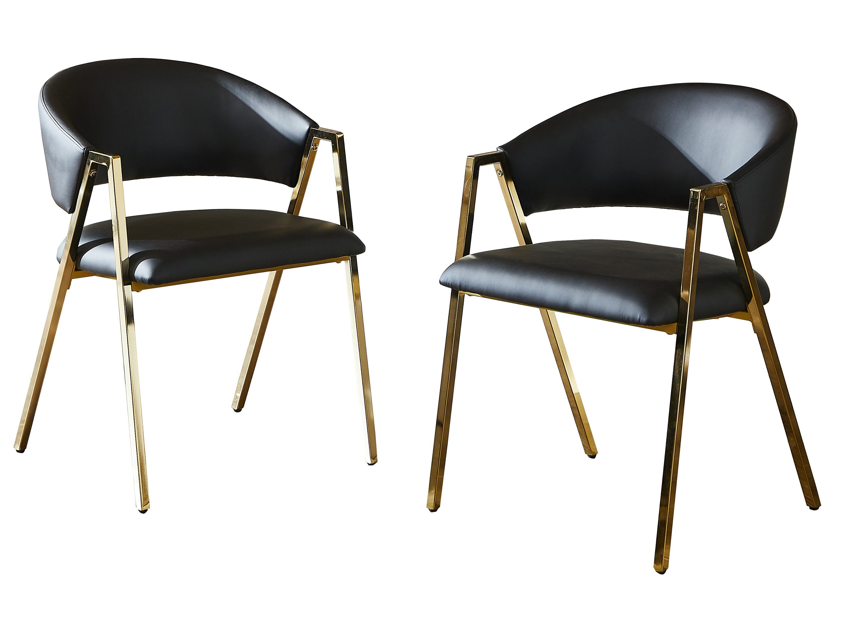 SeedWave Esszimmerstuhl 2er Set Küchenstuhl PU-Leder Polsterstuhl, Geschwungene Rückenlehne