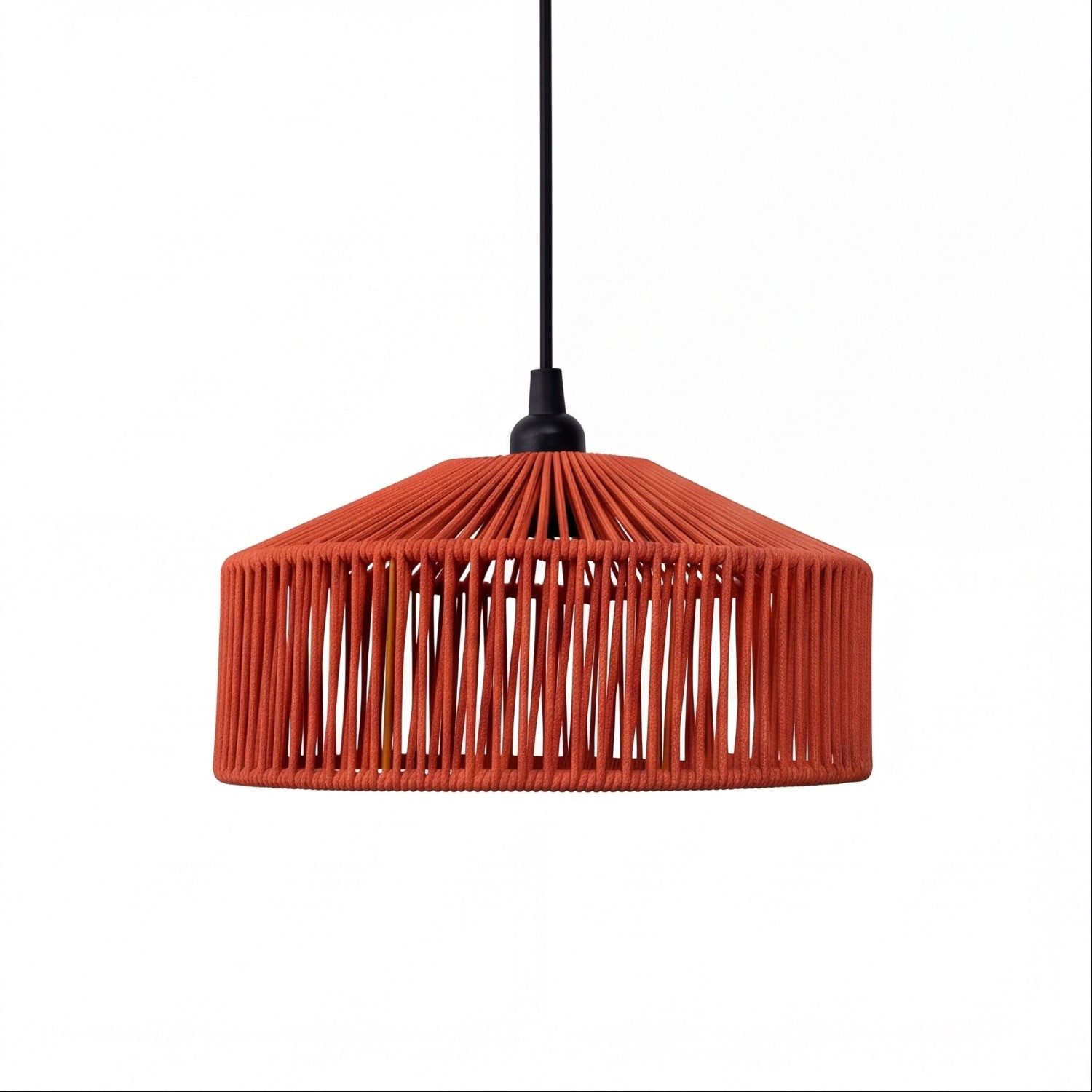 Licht-Erlebnisse Außen-Deckenleuchte JEJU, ohne Leuchtmittel, LED IP54 Ø 30 cm in Terracotta Seil Lampenschirm Boho außen Outdoor