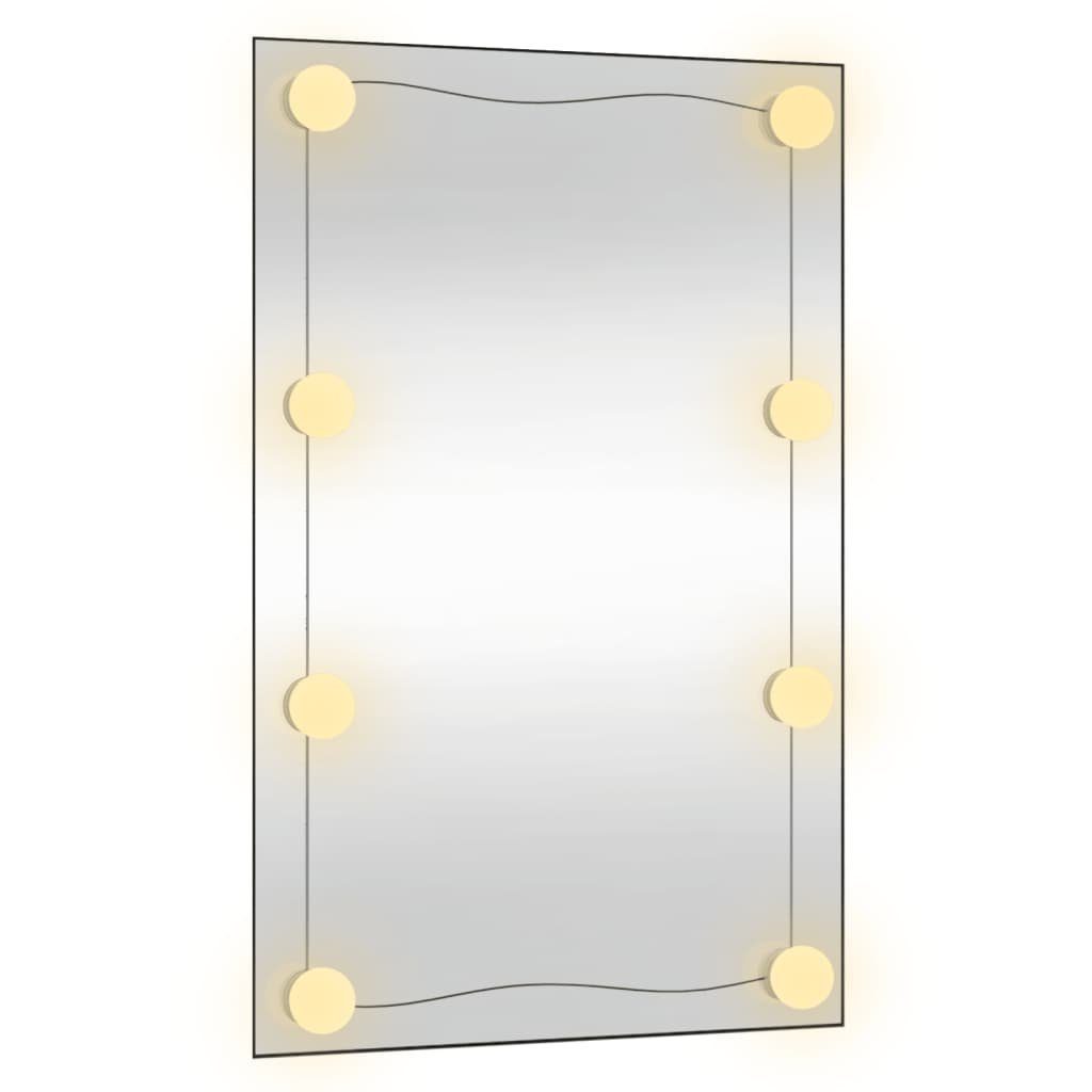 vidaXL Spiegel 50 x 80 cm Wandspiegel mit LED Leuchten 50x80 cm Glas Rechteckig