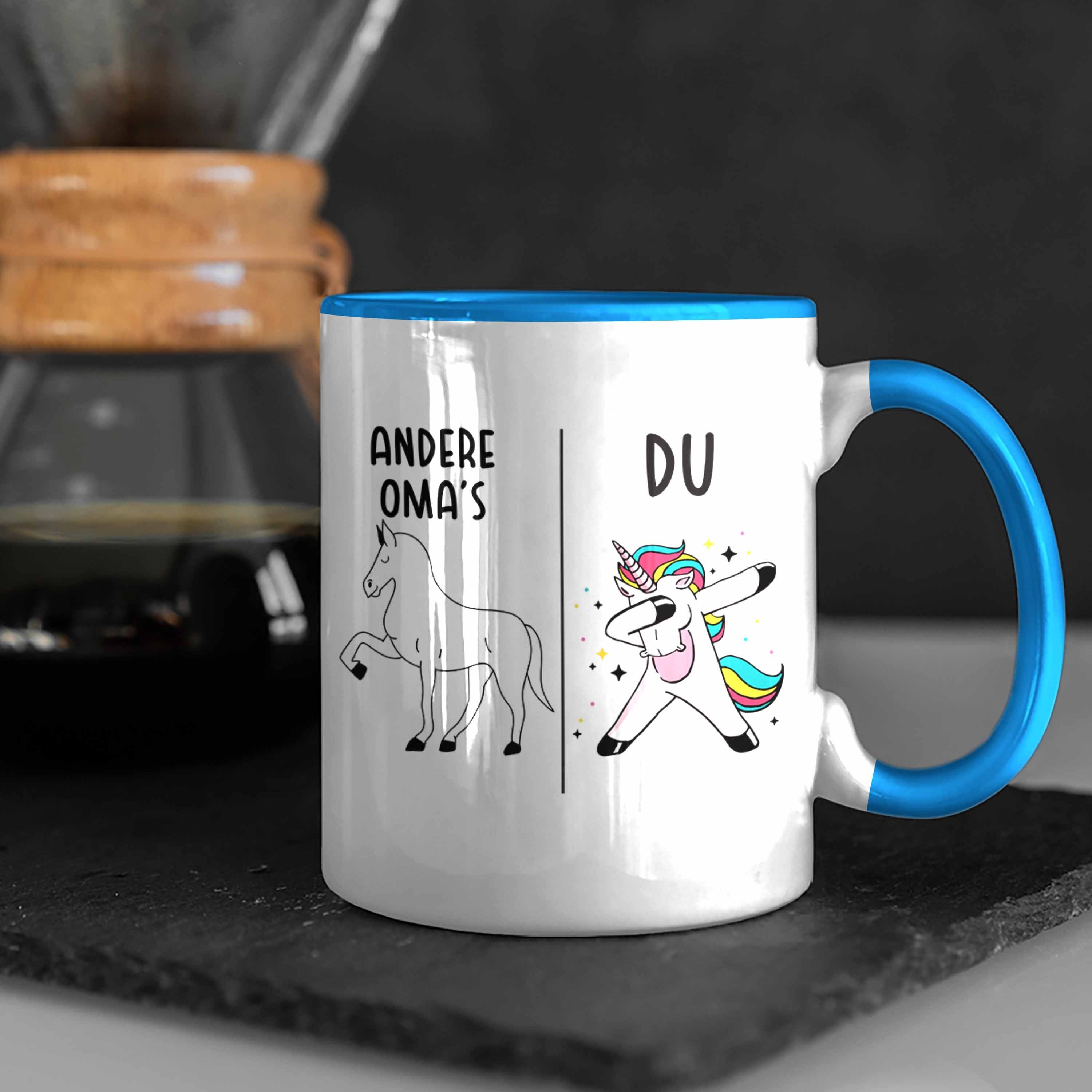Geschenk Tasse Tasse Beste Lustig Spruch Einhorn Trendation - Oma Großmutter Blau Kaffeetasse Trendation mit
