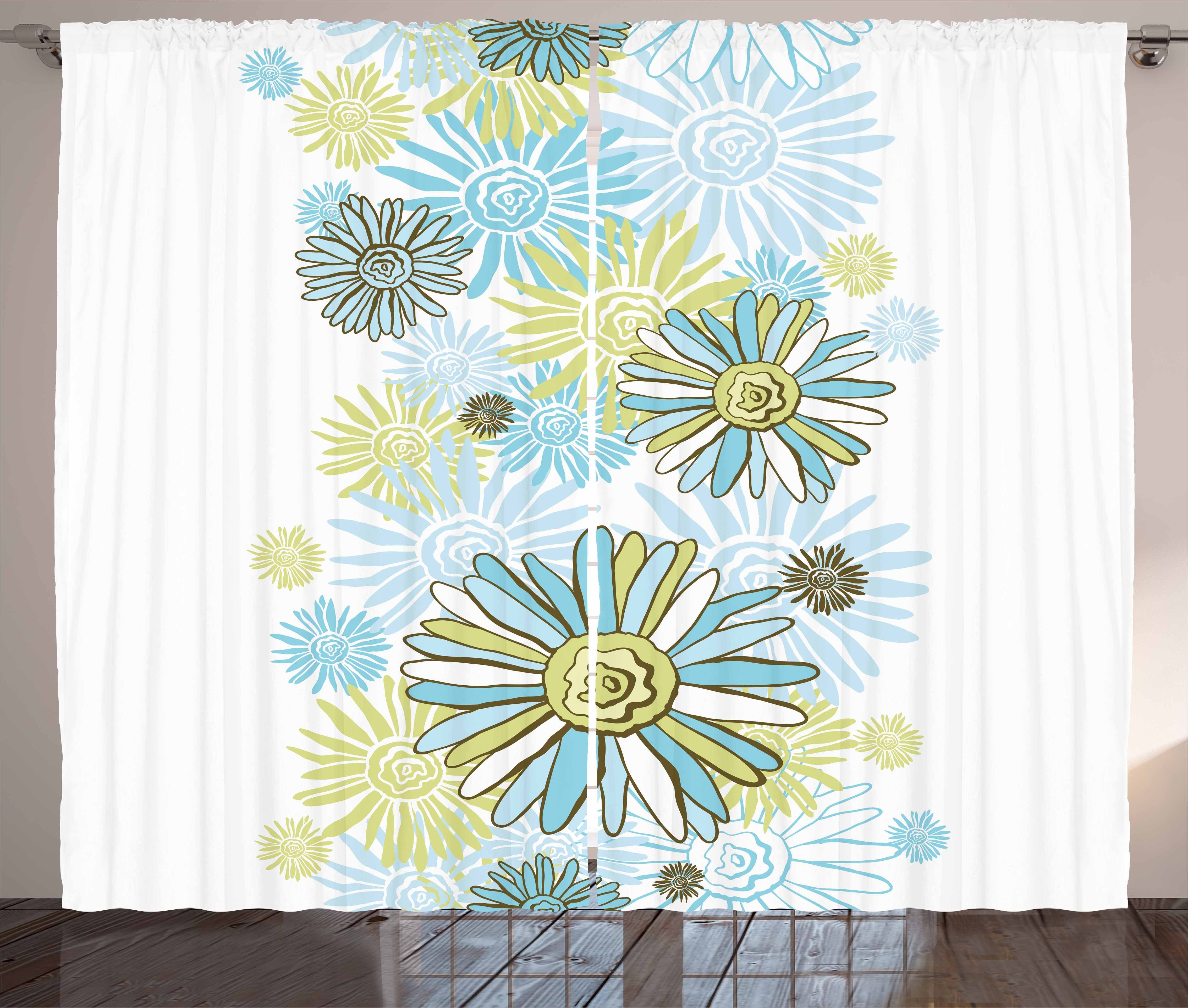 Gardine Schlafzimmer Kräuselband Vorhang mit Schlaufen und Haken, Abakuhaus, Sommer Kamillen Wild Flower