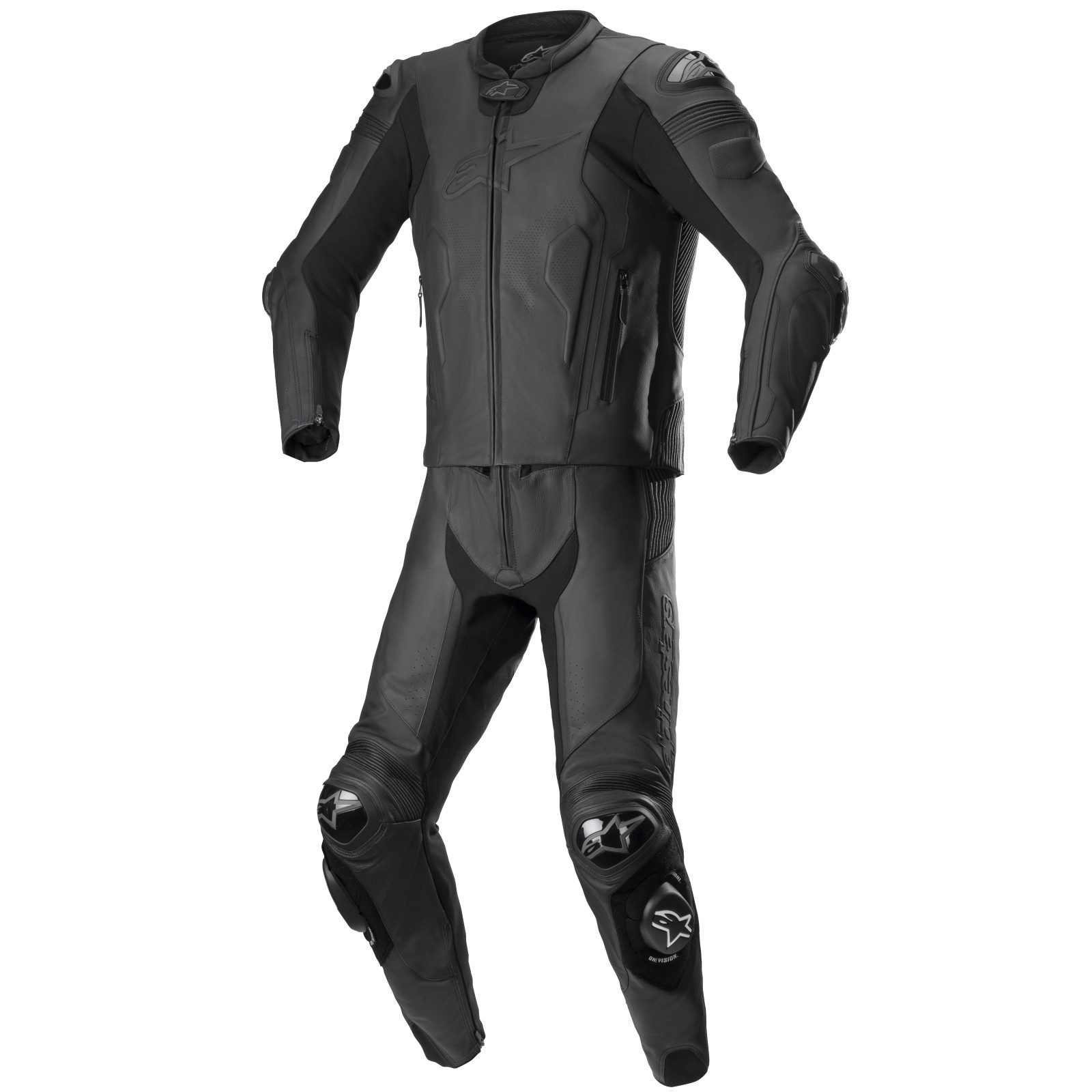 Motorradkombi Alpinestars Missile V2 2tlg. Lederkombi Tech Air schwarz / schwarz