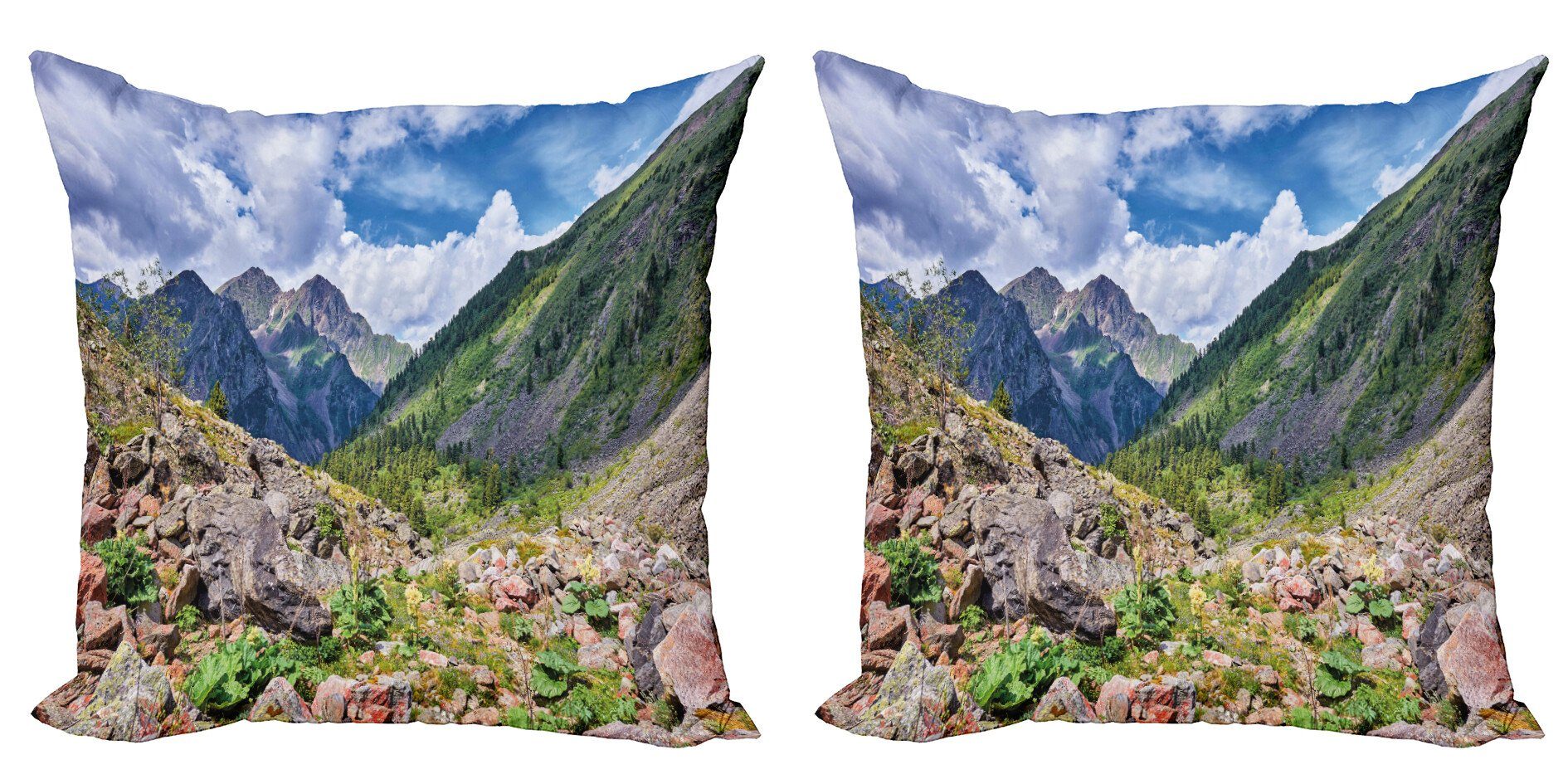 Kissenbezüge Modern Accent Doppelseitiger Digitaldruck, Abakuhaus (2 Stück), Berge Mountain Wild Rhabarber