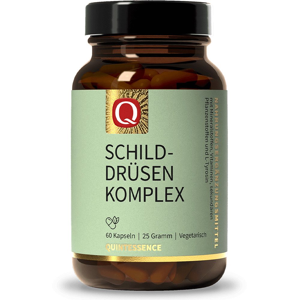 Quintessence Schilddrüsen Komplex mit Jod & Selen – mit L-Tyrosin & Vitamin B12 - Kapseln, 25 g, Schilddrüsen Komplex – Hochwertige Premiumqualität
