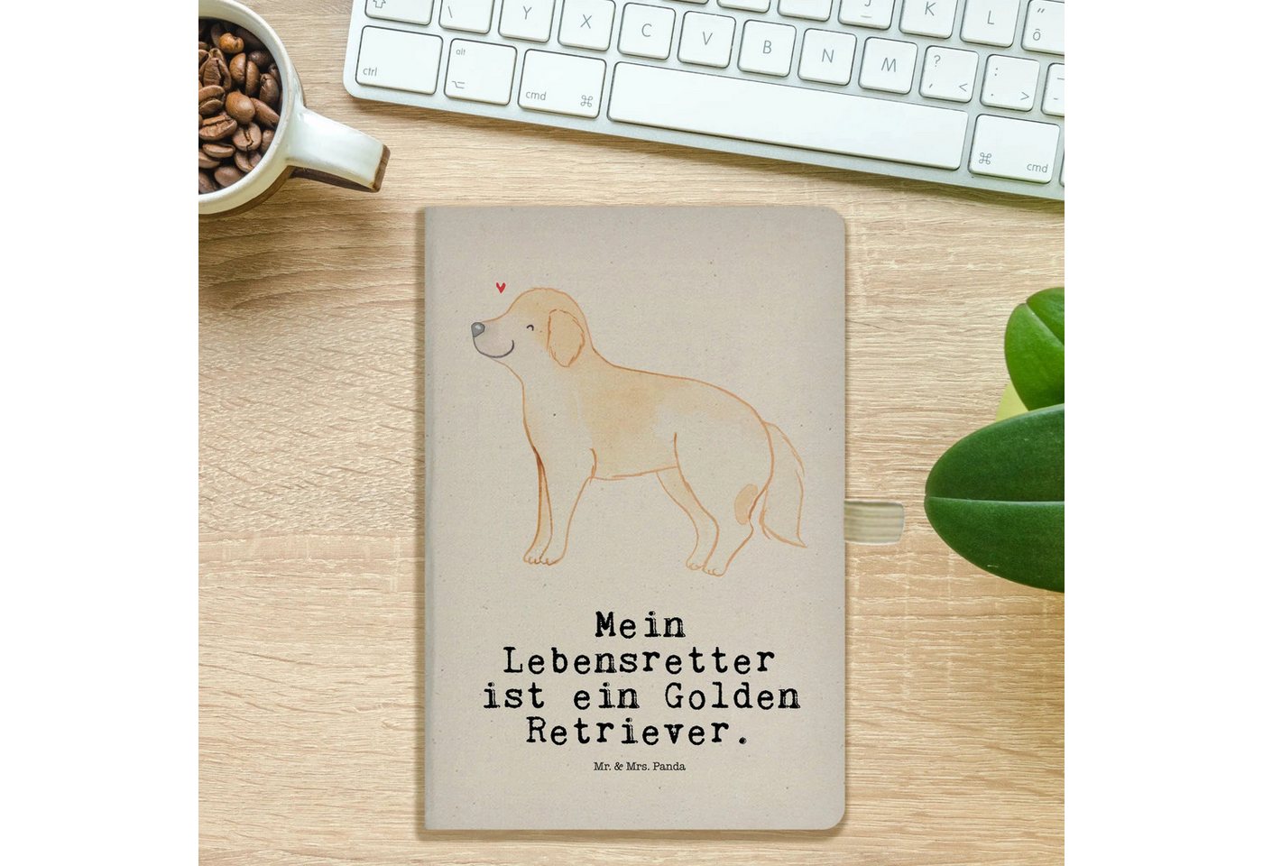 Thumbnail - Mr. & Mrs. Panda Notizbuch Golden Retriever Lebensretter - Transparent - Geschenk, A5 Notizbuch Mr. & Mrs. Panda, Umwelt...