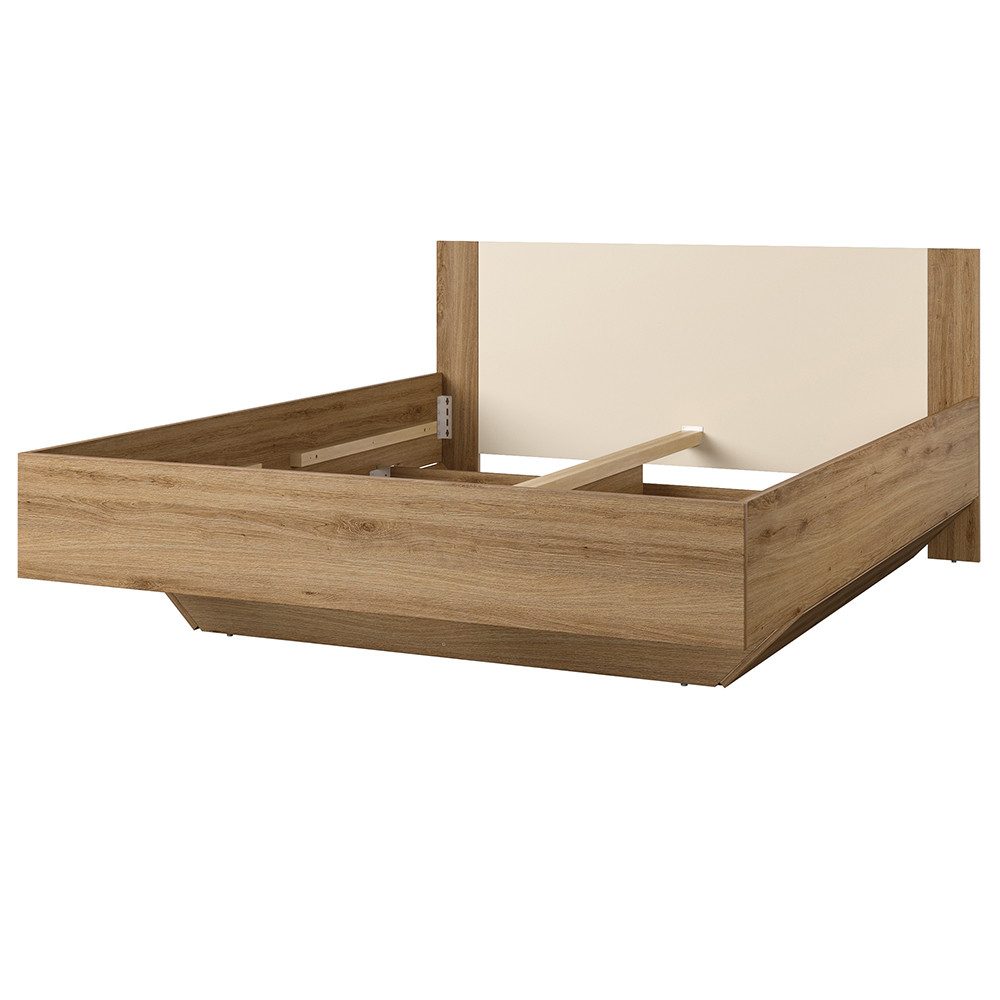 Lomadox Bettgestell VARESE-83, Eiche mit beige 160x200 cm Liegefläche 164,3x85,6x204,6 cm
