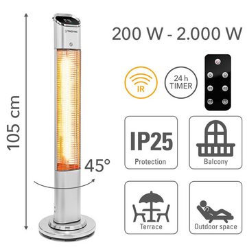 TROTEC Infrarotstrahler Terrassen-Heizstrahler IRS 2050 E, 2000 W, Infrarotwärme ohne Vorheizen 45°-Oszillation für gleichmäßige Wärmeverteilung