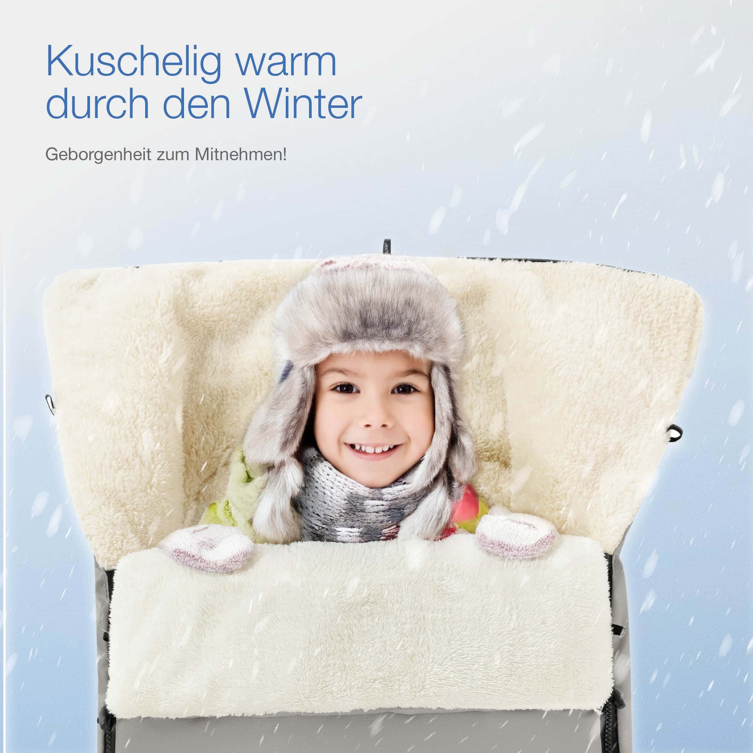 Daliya® Fußsack Schlafsack und Fußsack für Buggy und Sportsitz, Winterfußsack, Universell für alle Kinderwagen, Kuschelig, Tasche zum Verstauen