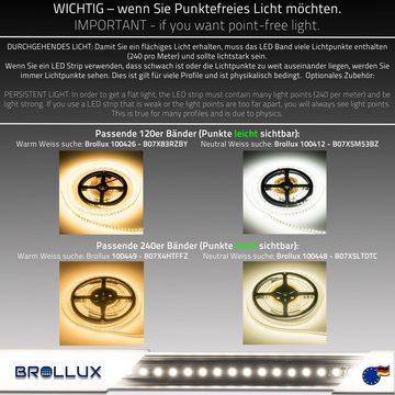 BROLLUX LED-Stripe-Profil LED Profil V24 Set 2x100cm, Eckprofil 45° Aluminium für LEDs Strip als Streifen Lichtleiste