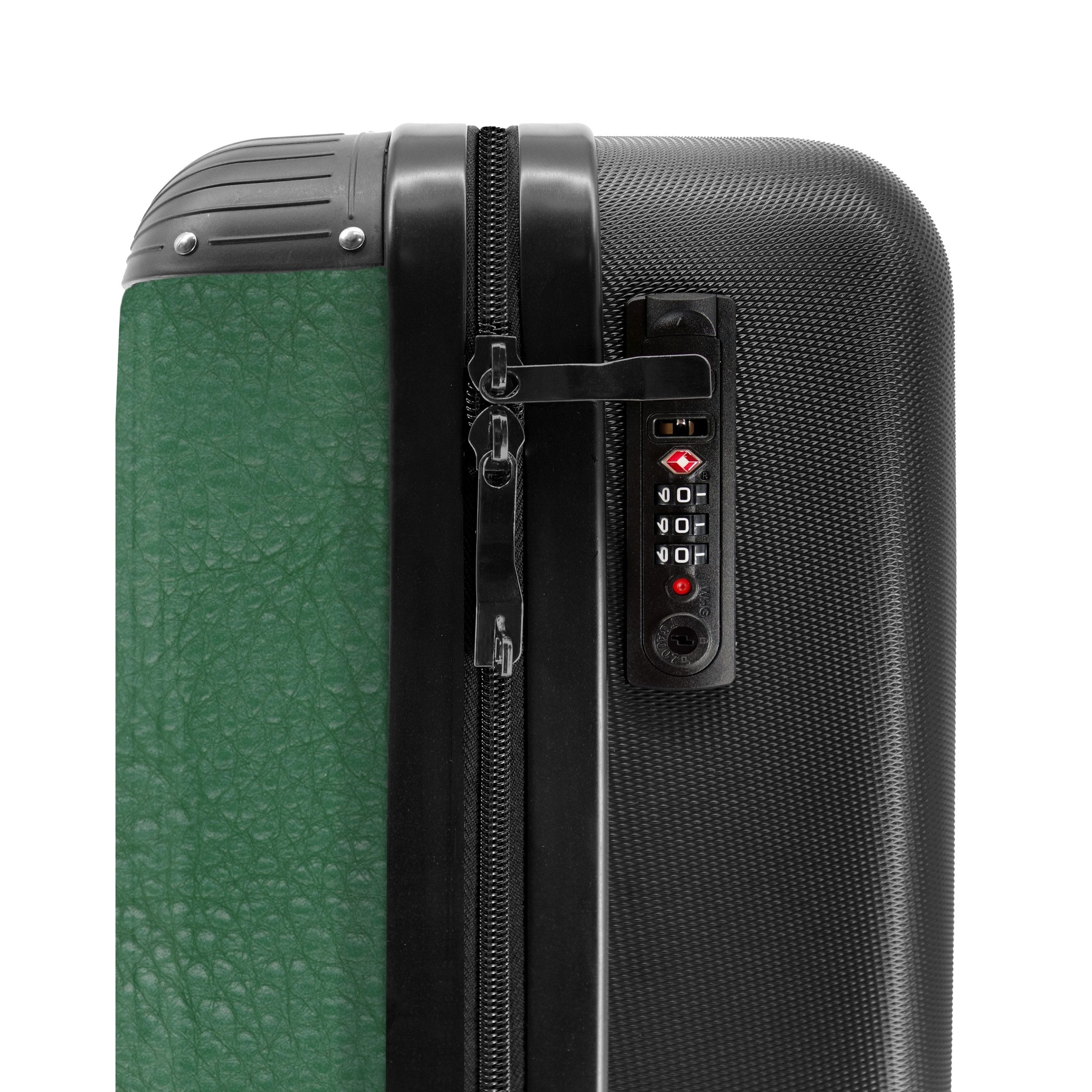 NoBoringSuitcases.com© Hartschalen-Trolley Lederoptik Farbe grün 55x35x20cm, 4 Rollen, Kinder Koffer Klein, Trolley Handgepäck, Reisekoffer