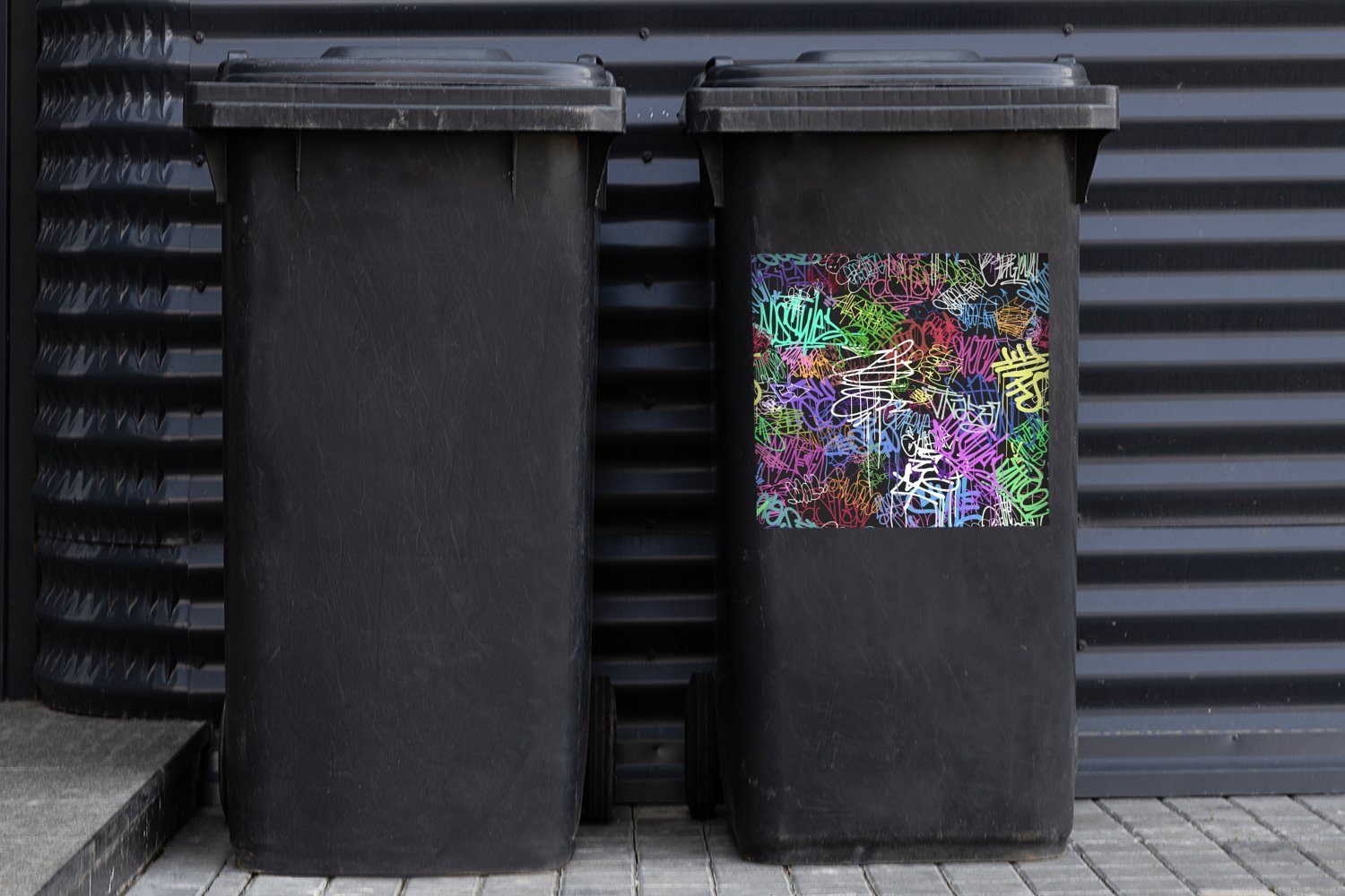 - Mülleimer-aufkleber, MuchoWow Mülltonne, Container, Abfalbehälter Sticker, Wandsticker Straßenkunst St), Farbe Vintage - (1