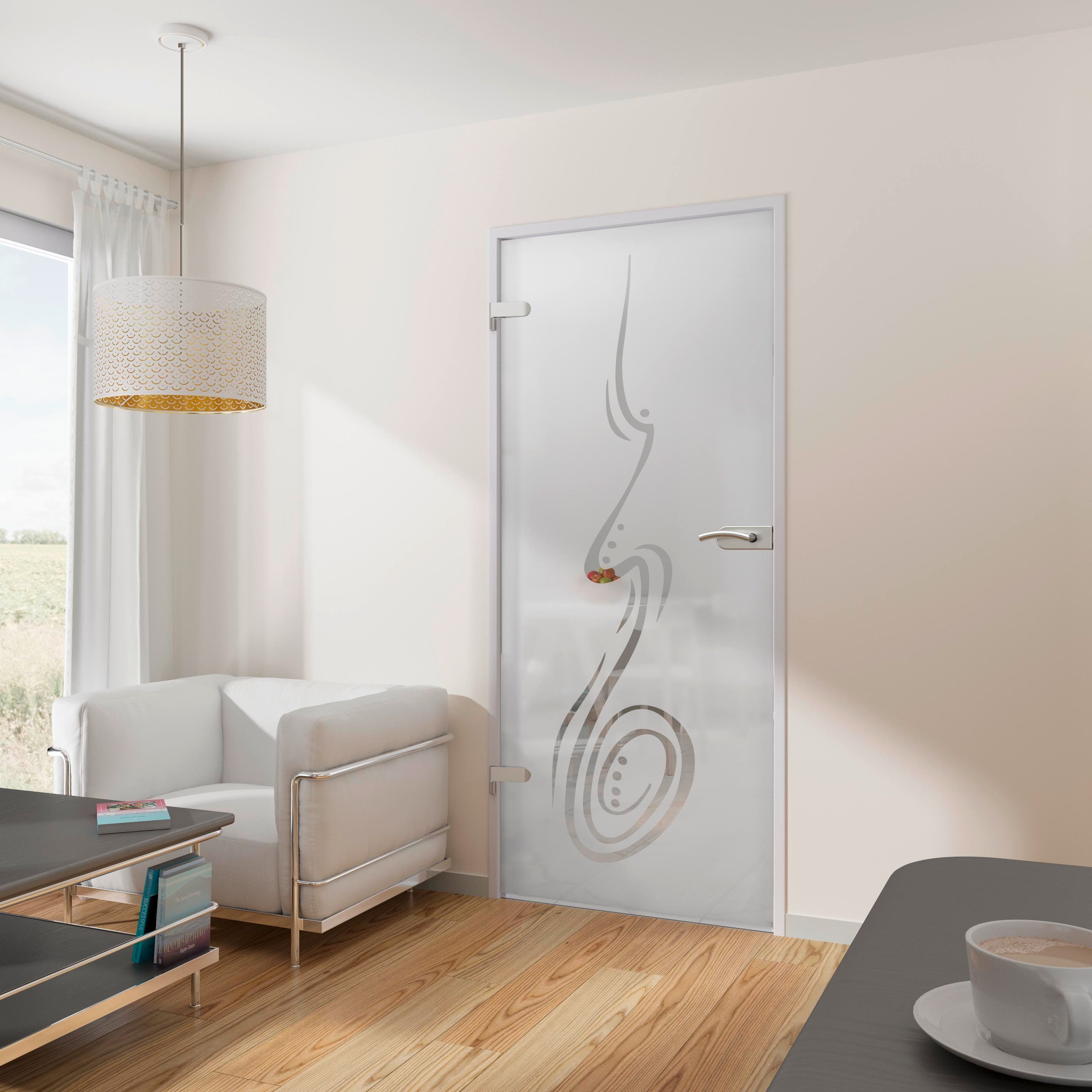 inova wohnen Zimmertür 83,4 x 197,2 cm Curved satiniert Glastür, inkl. Beschlagset nach Wahl