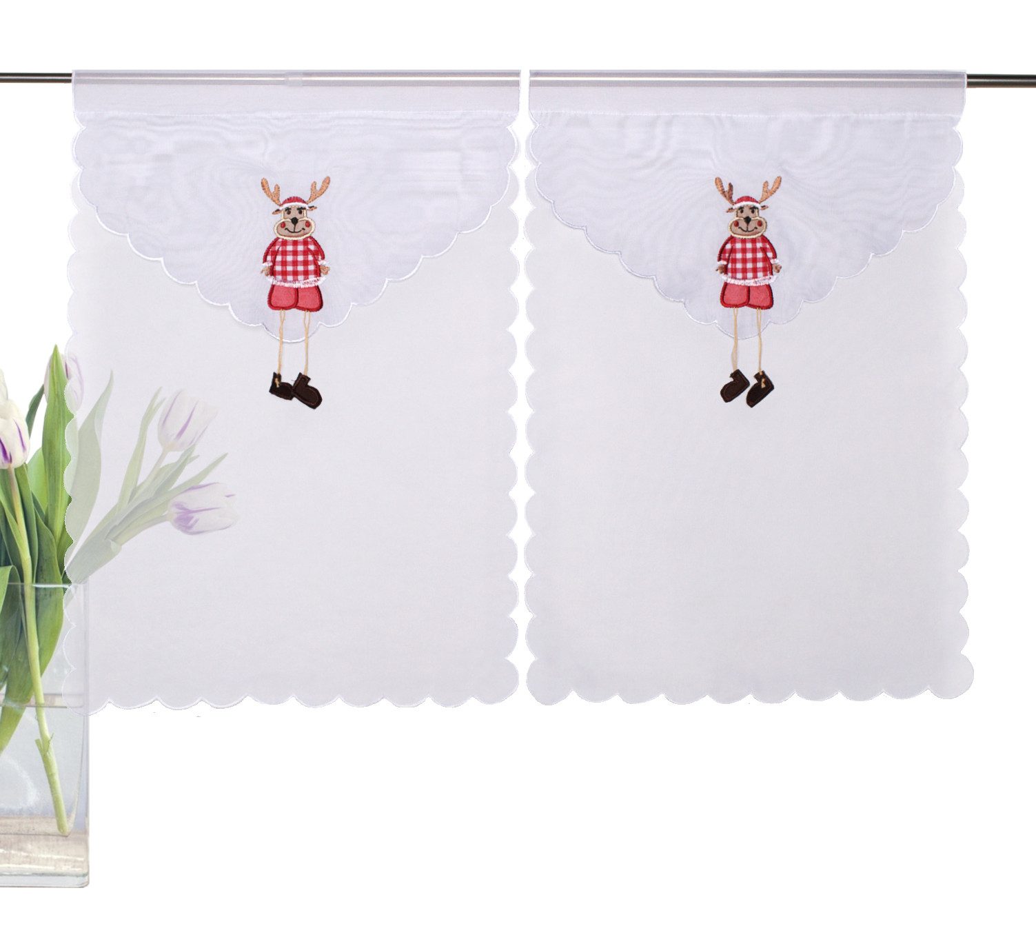 Schmidt Gard Vorhang Home Wohnideen ELCH Fensterbehang bestickt mit Weihnac günstig online kaufen