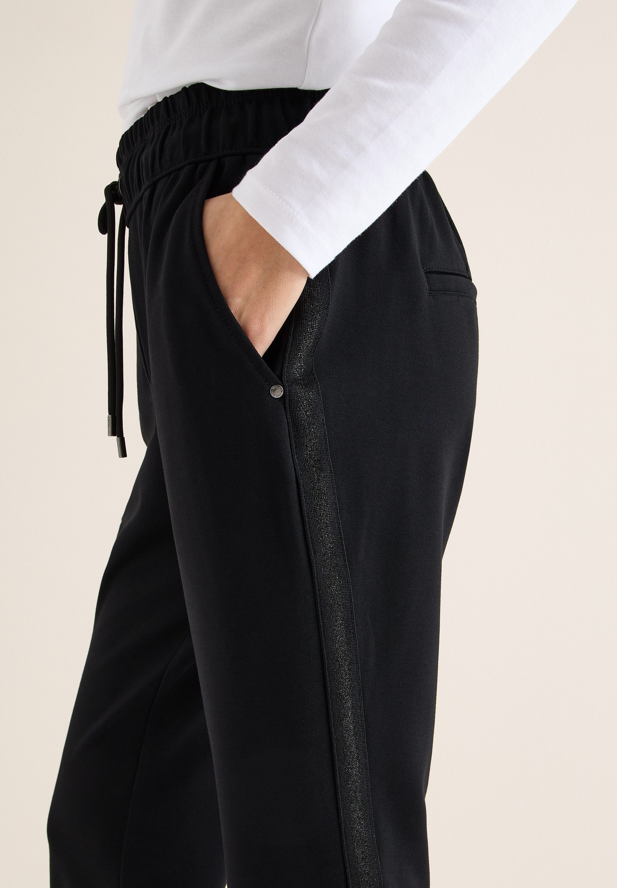 CECIL Schlupfhose Style Tracey mit Glitzer-Tape an der Seitennaht
