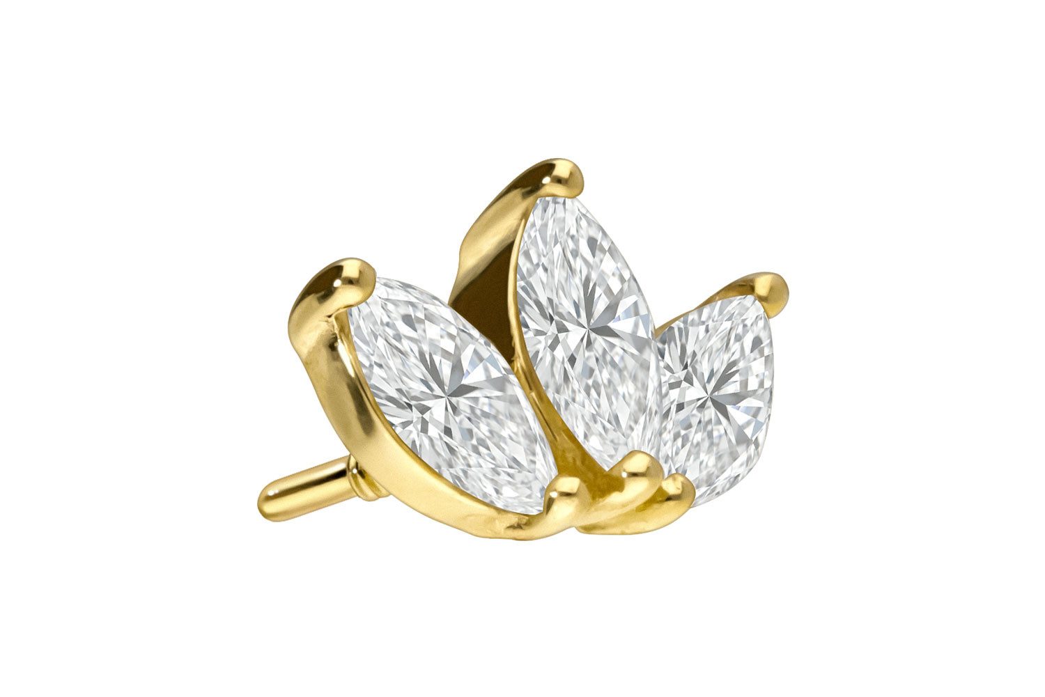 Piercing-Set 18 Karat Gold Schraubaufsatz mit Außengewinde DIAMANT-LOTUSBLÜTE
