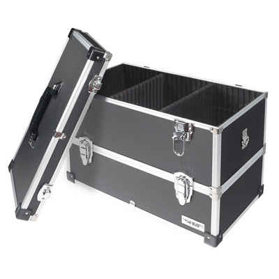 HMF Werkzeugkoffer geräumiger Utensilien Koffer mit Trennwänden, Transportkoffer, für Werkzeug, Angel Sachen und Kosmetik 44x32,5 x24 cm, schwarz