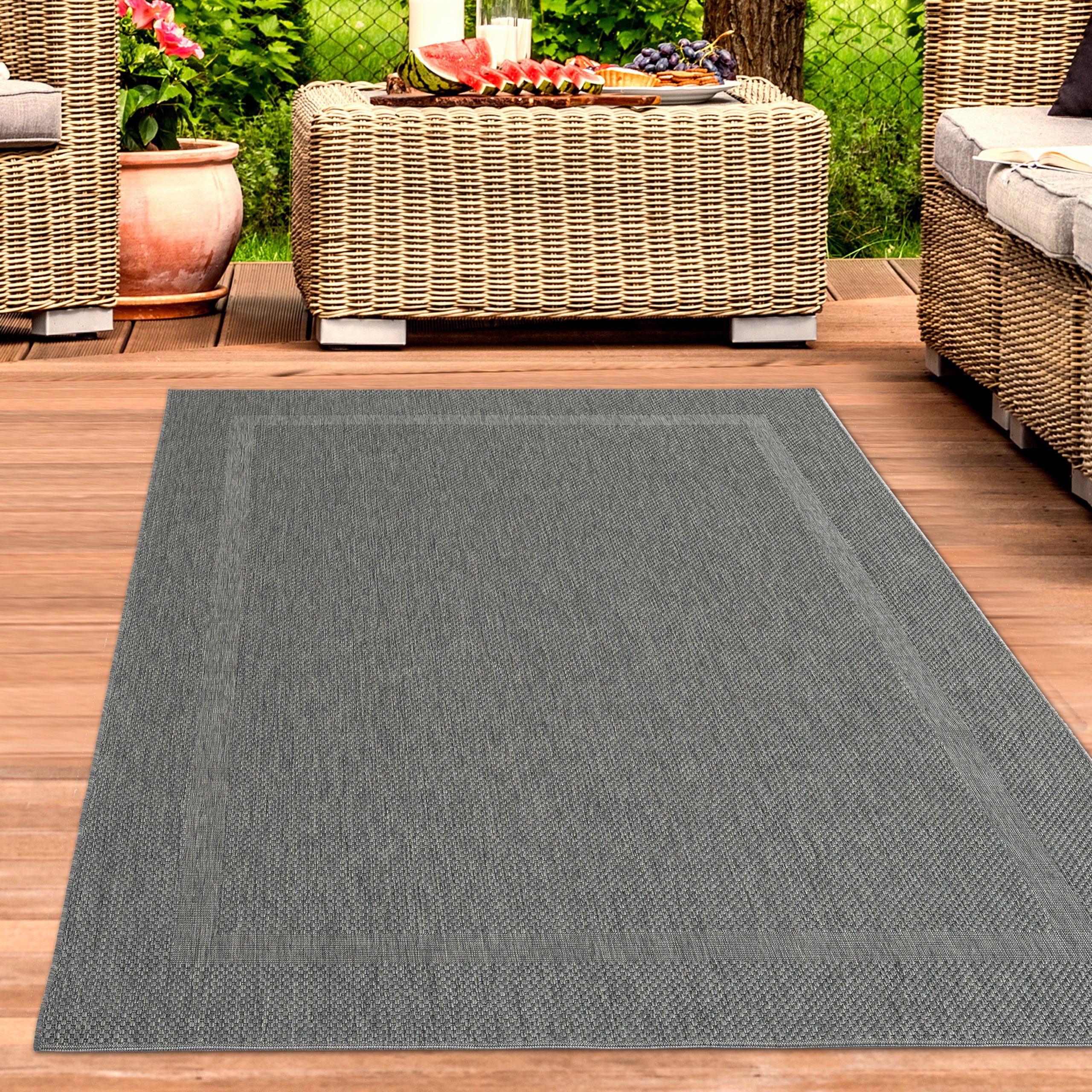 Carpetia Outdoorteppich zeitlos, rechteckig, Höhe: 5 mm, pflegeleicht, wetterbeständig, für Innen- und Außenbereich geeignet