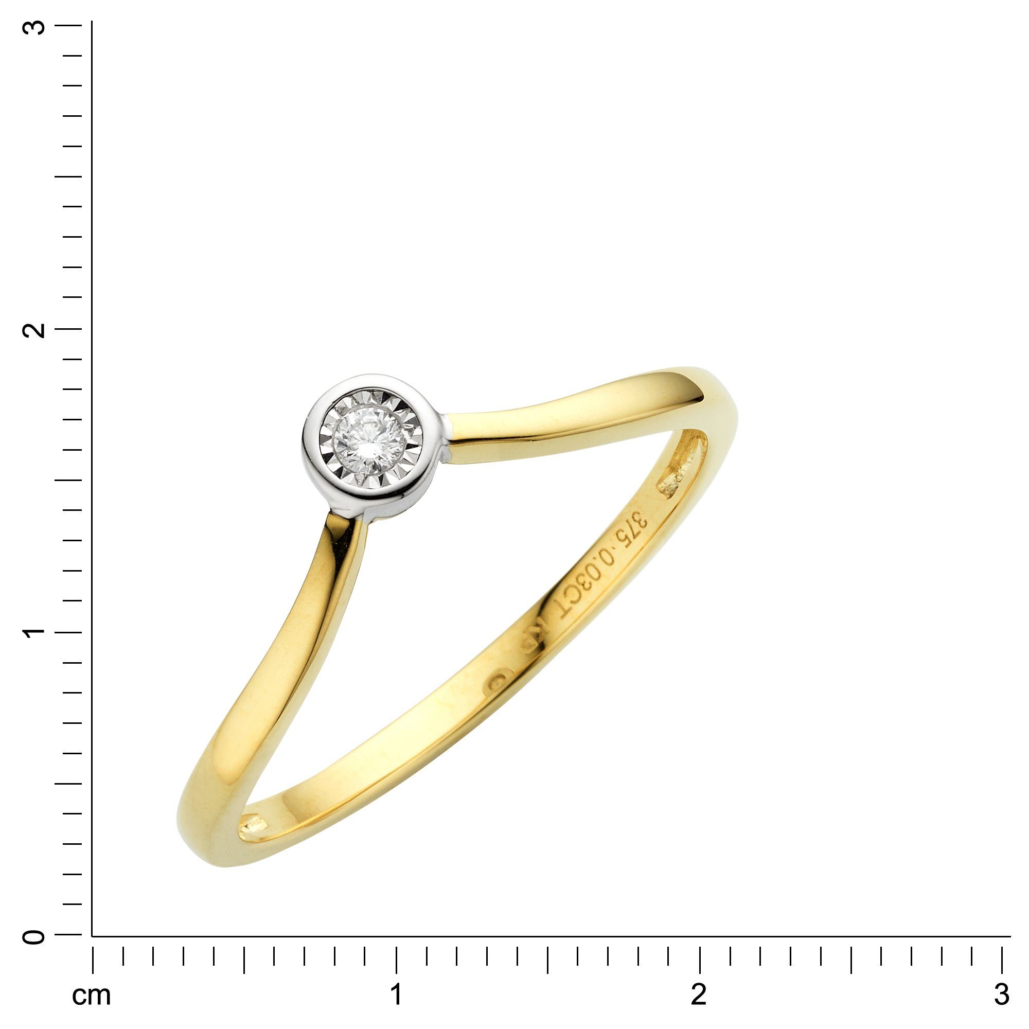 Diamonds Gold K. zweifarbig 375 Ellen Fingerring 0,03ct. by Brillant