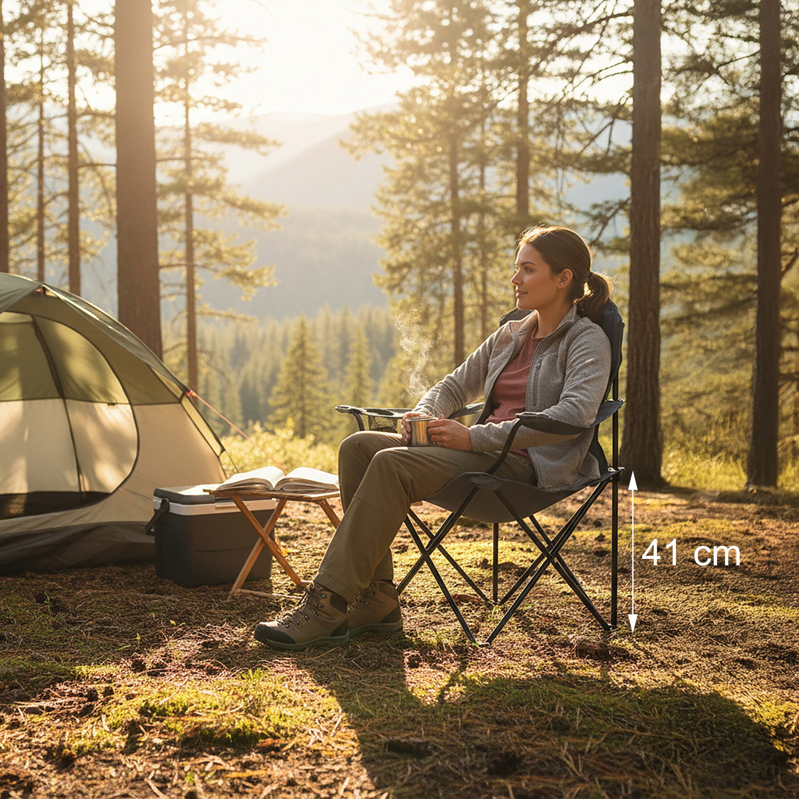 relaxdays Campingstuhl Klappbarer Campingstuhl, grau