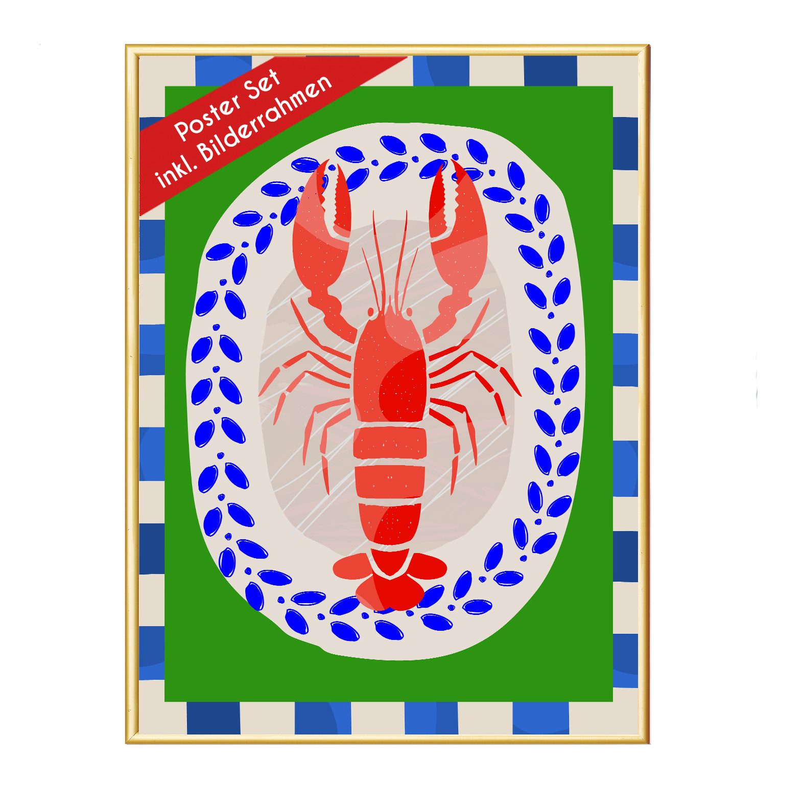 Wackadoo Living Плакат "Food" mit Изображенияrahmen, Wandbilder Wohnzimmer, Hummer