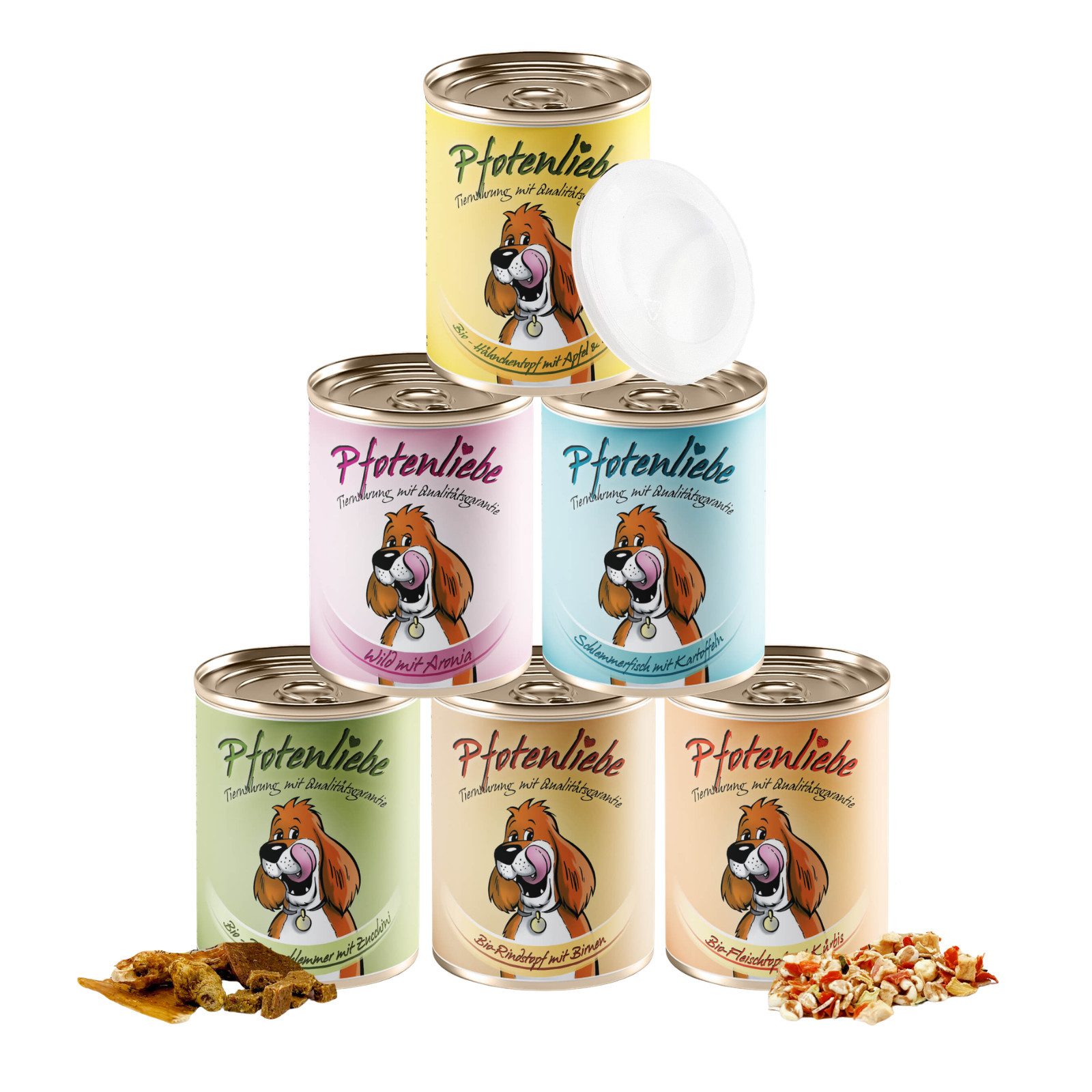 Pfotenliebe Schnupperpaket für Hunde 6x400g, Nassfutter für: Hunde