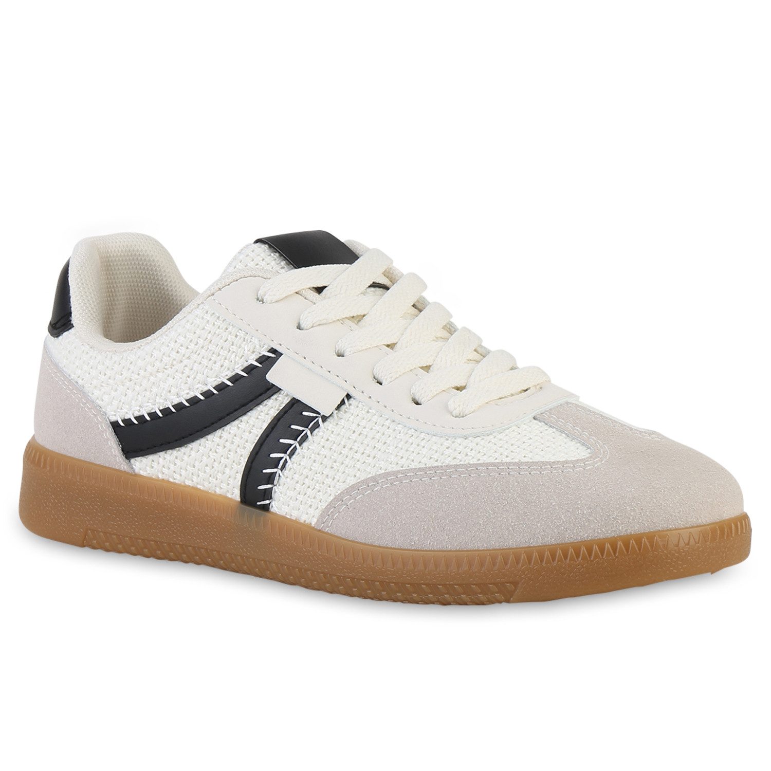 VAN HILL 841520 Sneaker Damen Sneaker Low Schnürer Bequeme Freizeit Strick günstig online kaufen