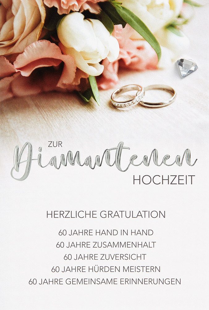 BSB Grußkarten Diamanthochzeit - 60. Hochzeitstag - Glückwunschkarte im Format 11,5