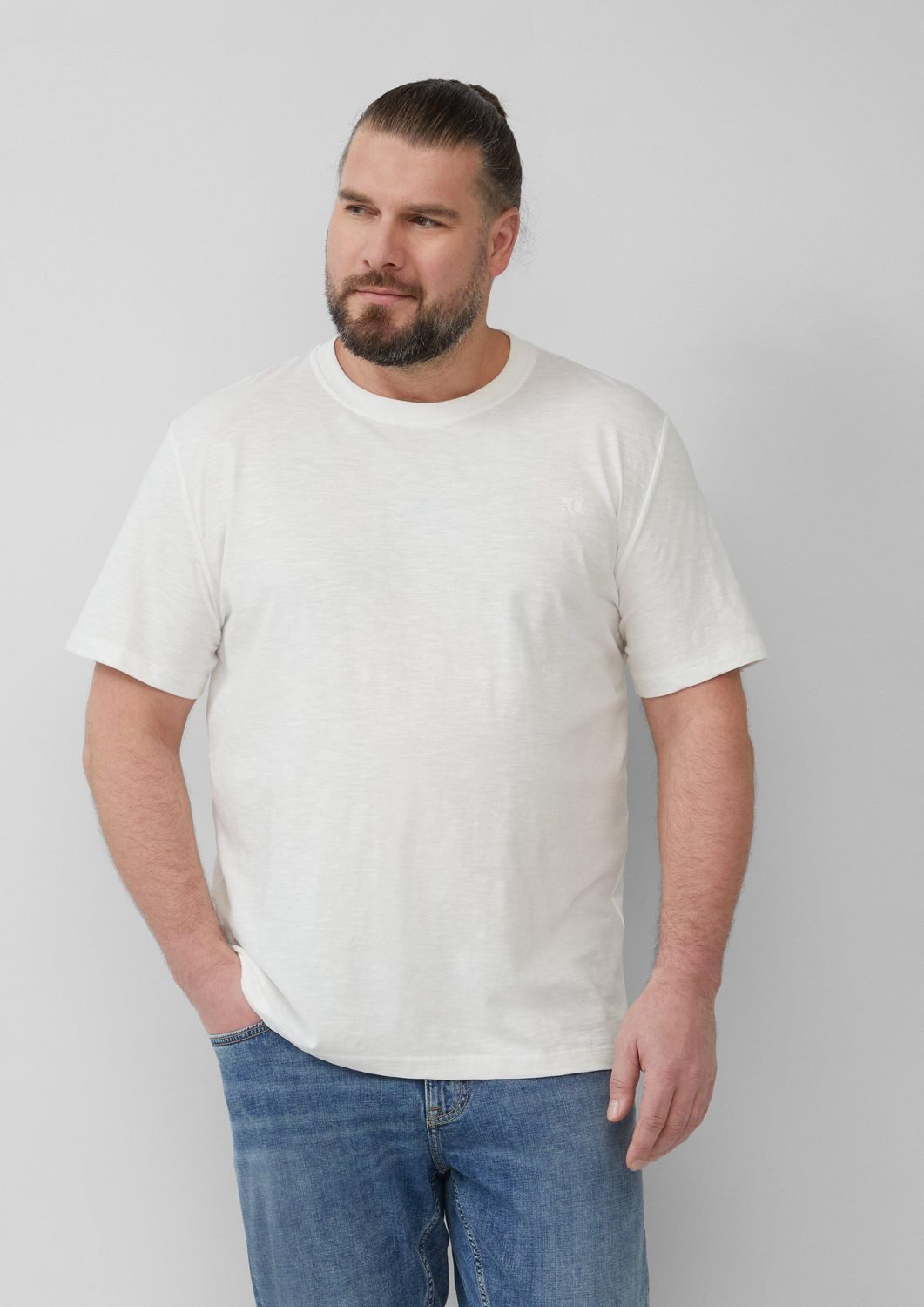 s.Oliver T-Shirt T-Shirt mit Flammgarnstruktur kurzarm, Rundhals, Logo günstig online kaufen