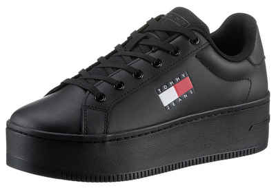 Tommy Jeans TJW FLATFORM ESS Plateausneaker mit seitlicher Logo-Flagge, Freizeitschuh, Halbschuh, Schnürschuh