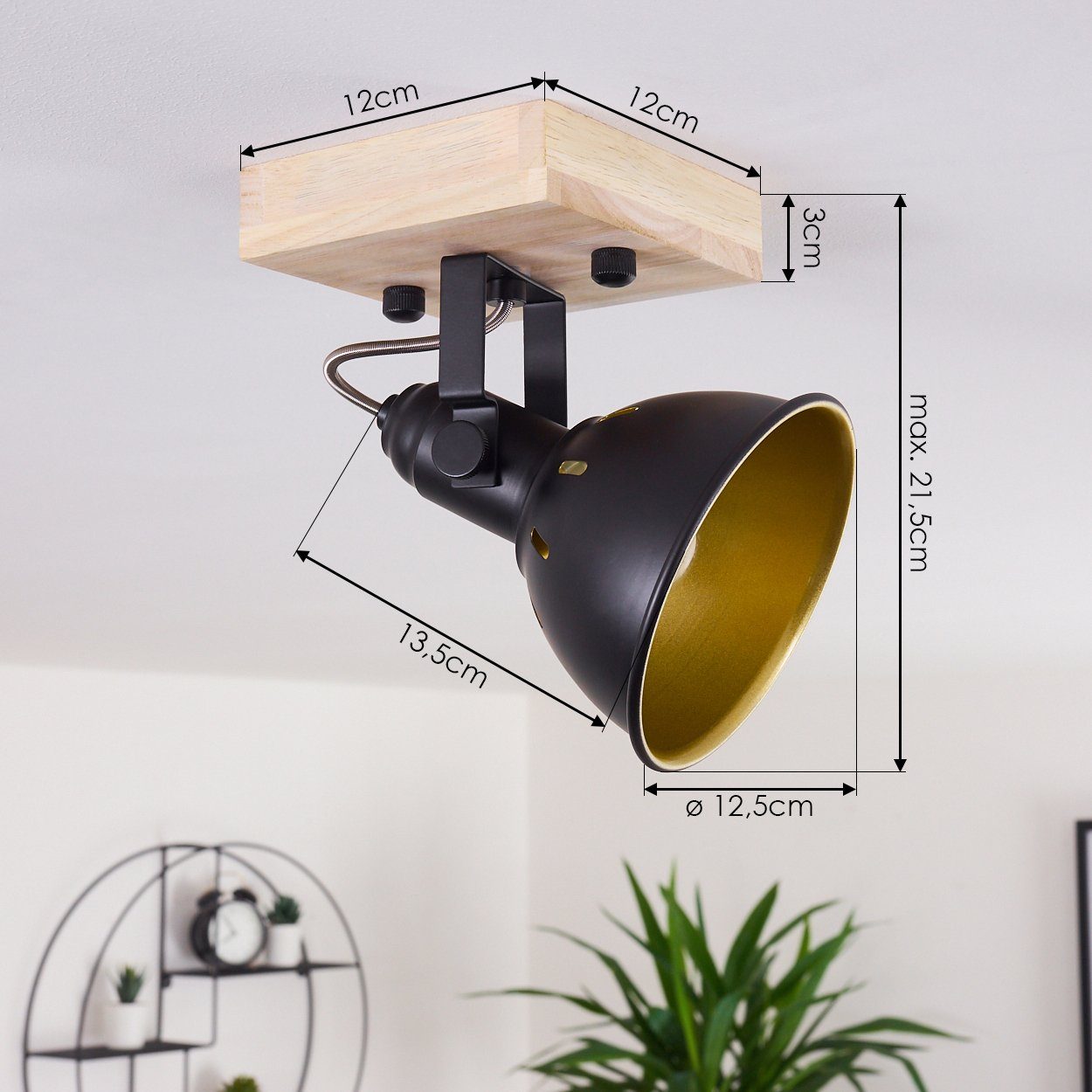 Wandlampe E14, dreh-/schwenkbar der Deckenleuchte in ist ohne Holz, aus schwarz-gold hofstein »Arazane« Leuchtmittel, Wandleuchte, Leuchtenkopf Metall und