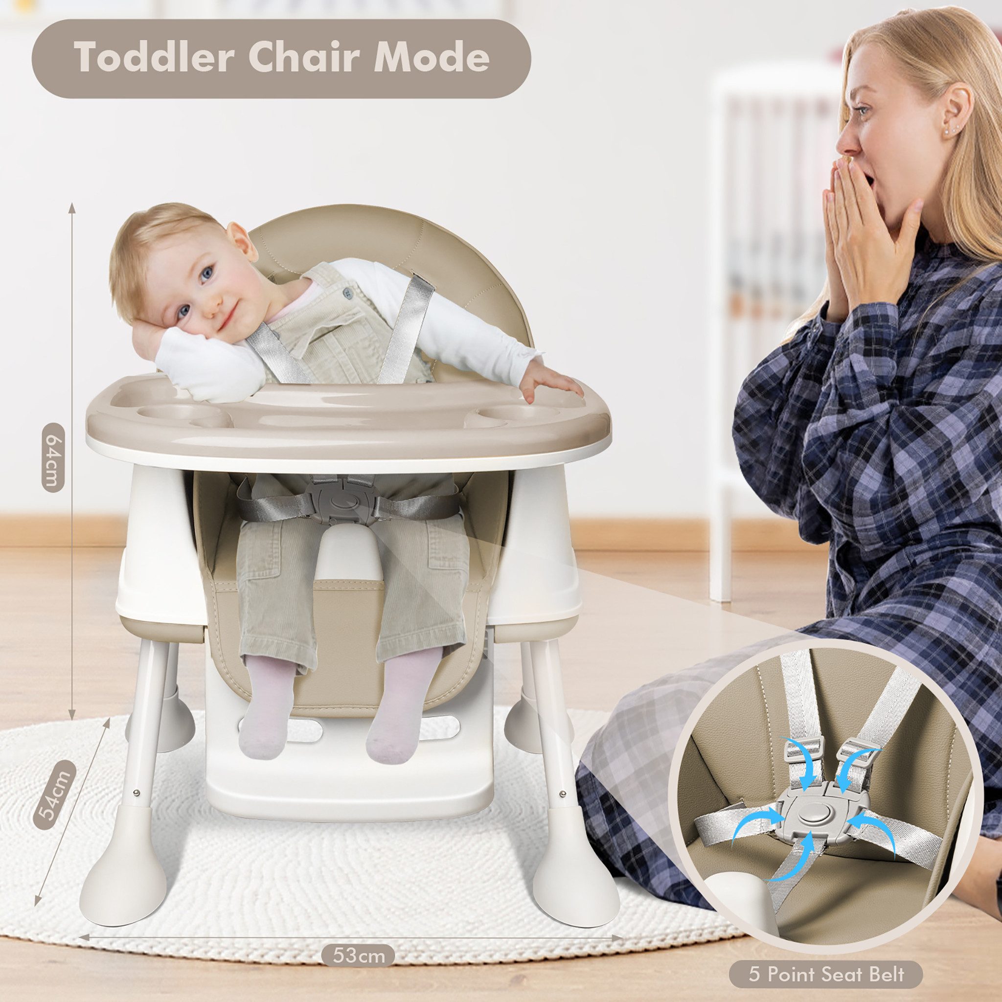 FIVMEN Tischsitz Kindertischsitz Klappbarer 3in1, Multifunktionaler Verstellbar