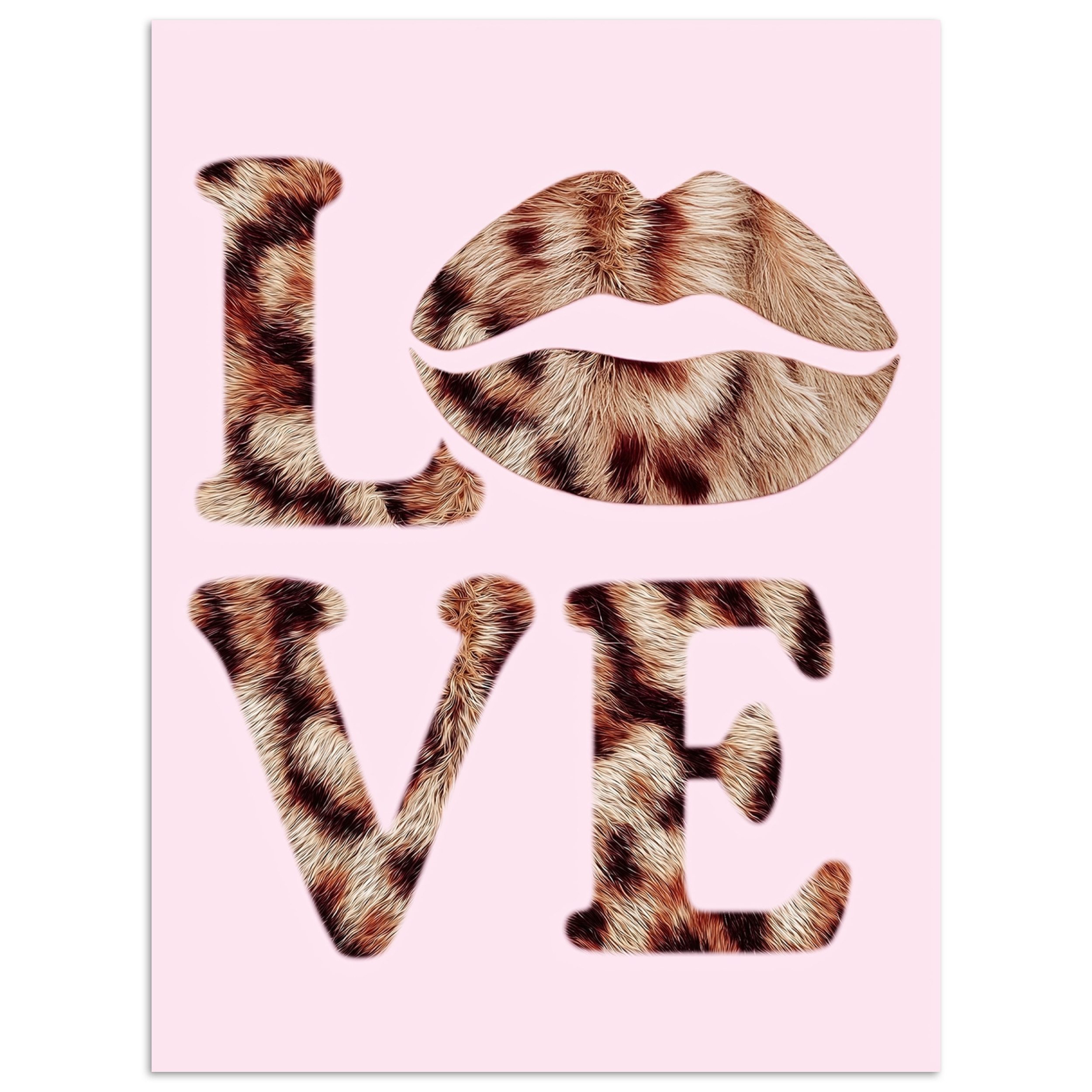 MuchoWow Poster Text - Liebe - Panthermantel - Hellrosa, (1 St), Poster ohne Rahmen, Wandbild, Wandposter, 30x40 cm