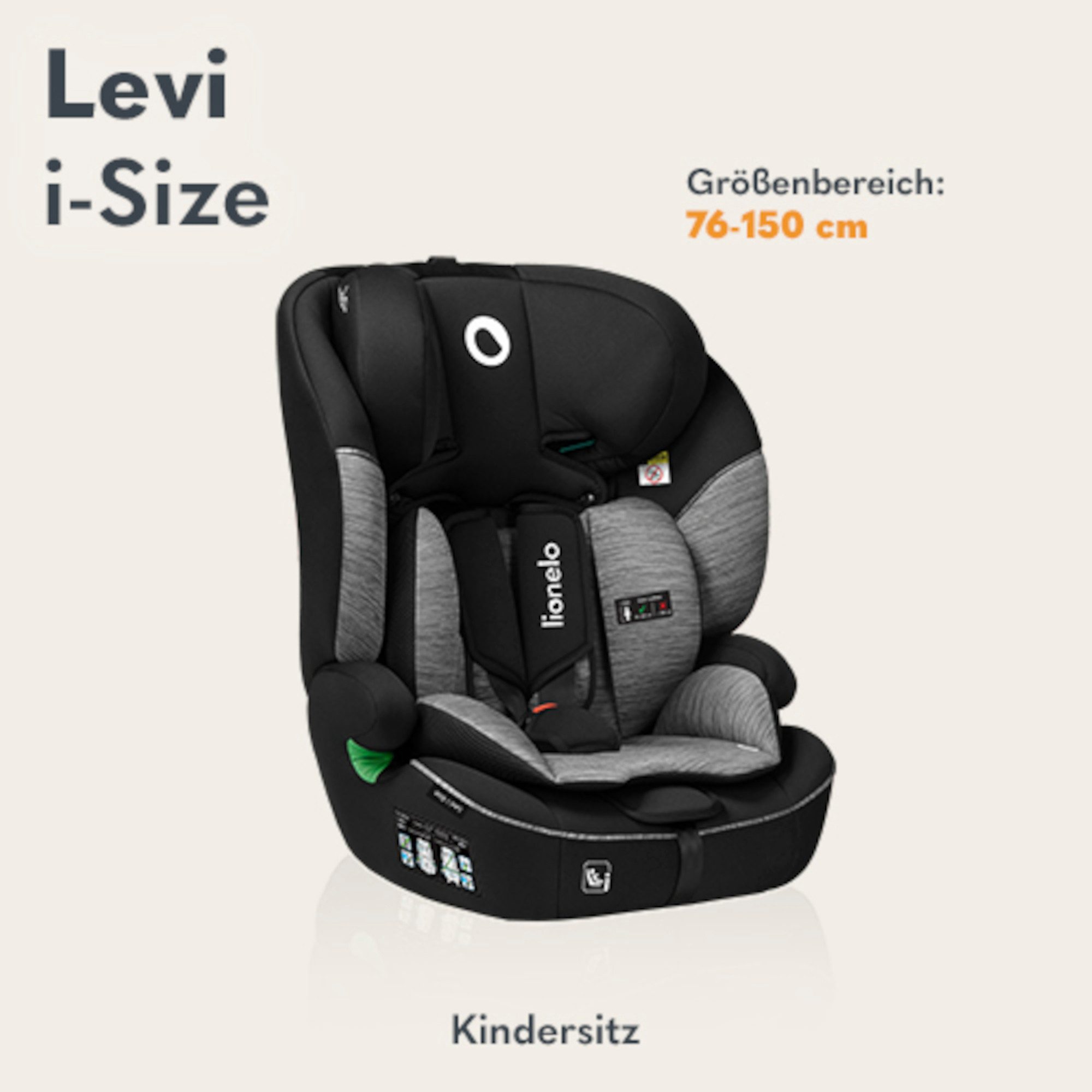 lionelo Autokindersitz LEVI I-SIZE, ab: 15 Monaten, bis: 12 Jahre, (Set), i-Size / Universell passend, passt in alle Autos