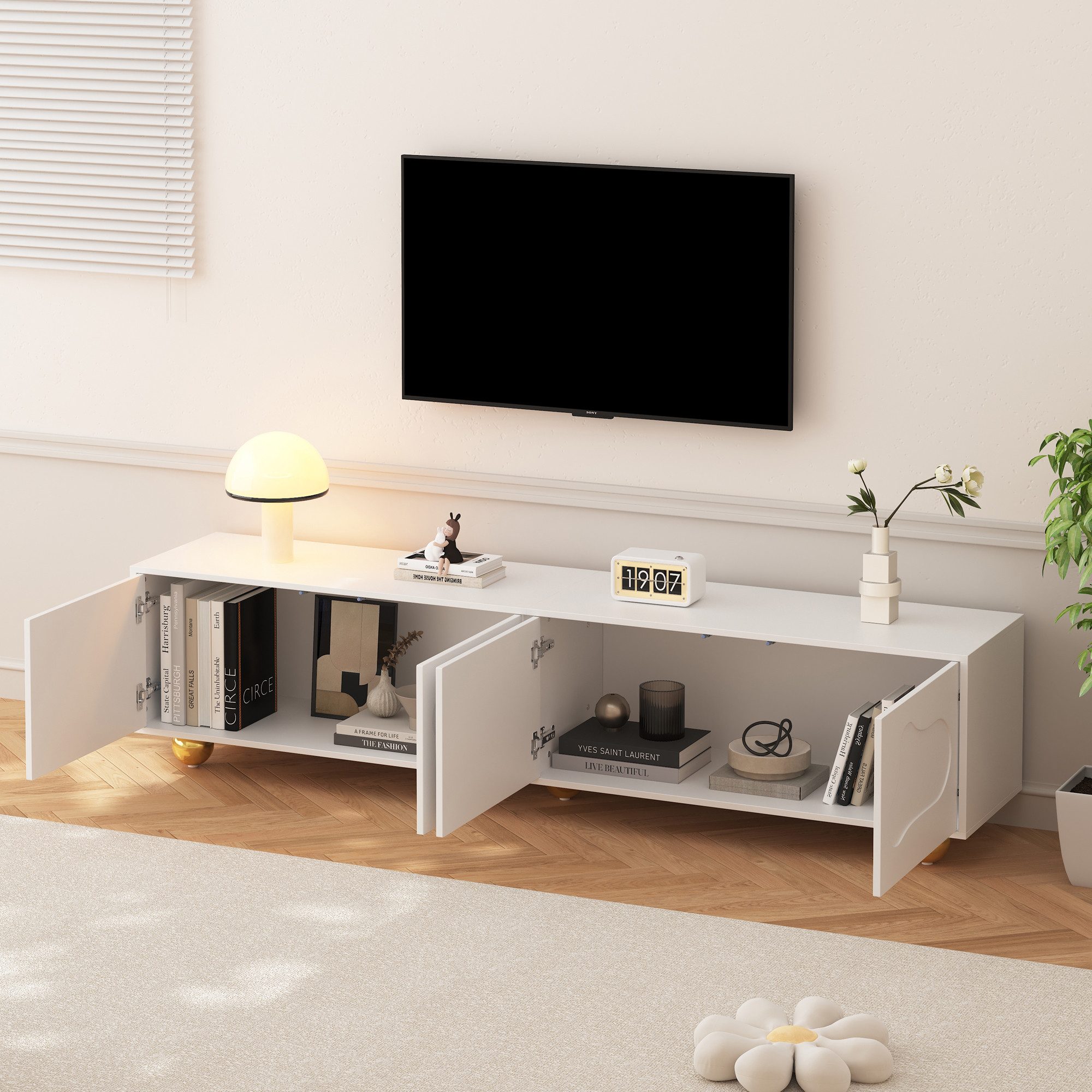 Merax Lowboard hochglanz TV-Lowboard im Wolken-Design günstig online kaufen