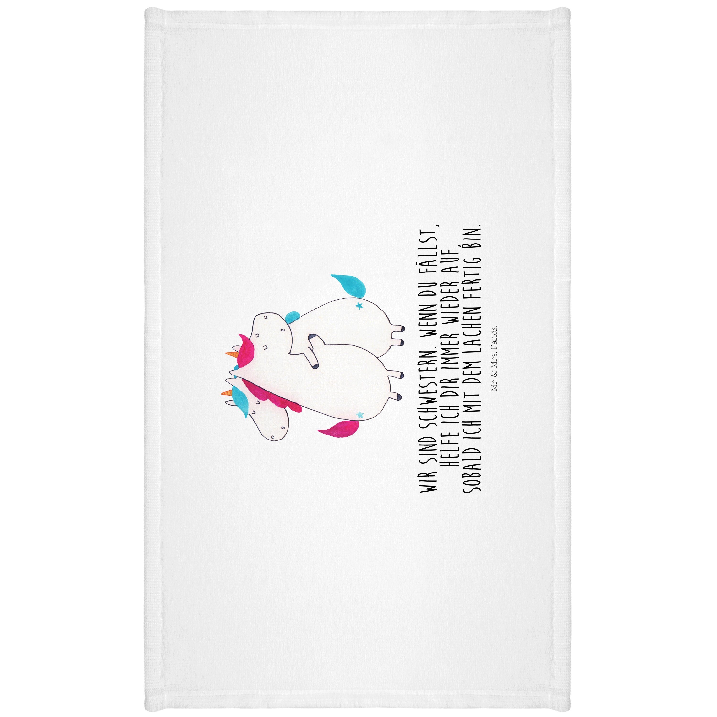Mr. & Mrs. Panda Handtuch Einhörner Umarmen - Weiß - Geschenk, groß, Badehandtuch, Handtücher, (1-St)