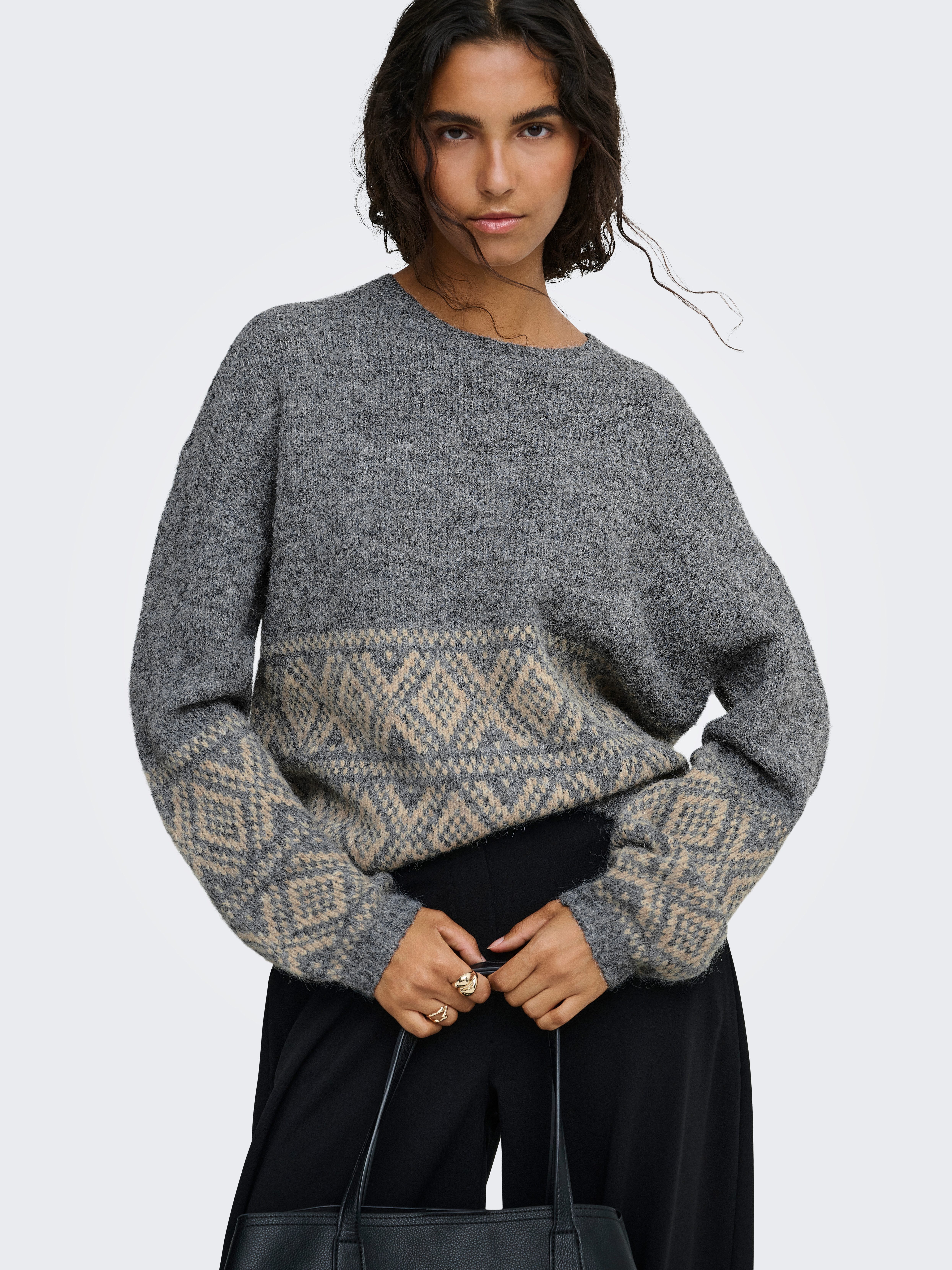 JDY Strickpullover JDYDINA L/S ON FAROE ISLAND PULLOVE KNT Materialmix