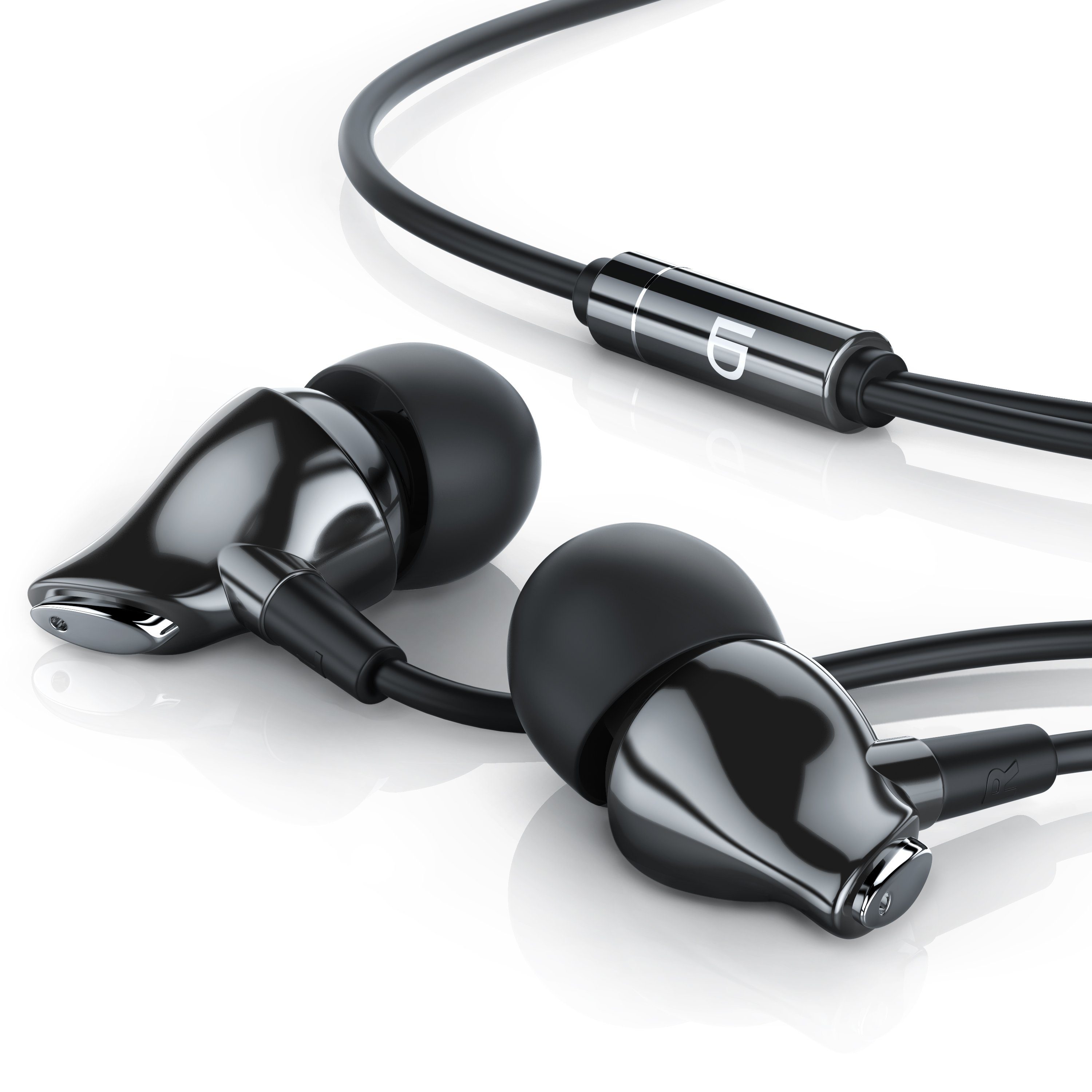 LIAM&DAAN Ceramic High End Earphone "Swan" 3,5 mm Klinkenanschluss, 8mm Treiber In-Ear-Kopfhörer (Aramid Kabel mit Knickschutz, inkl. 18 Silikonaufsätze, Premium Klang)