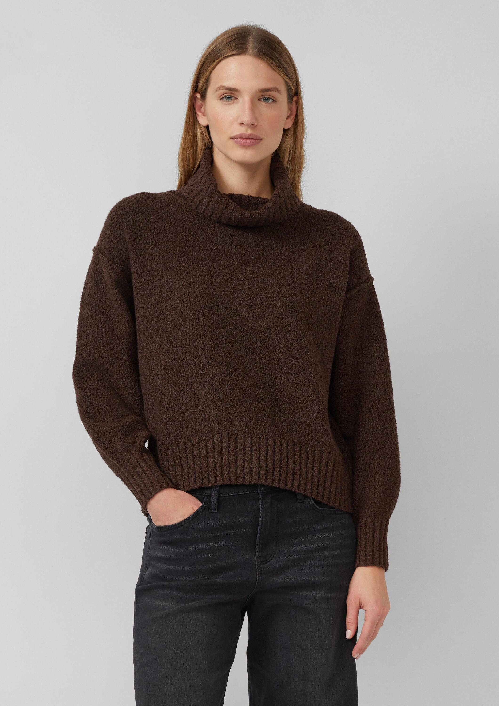s.Oliver Longpullover Strickpullover Bouclé-Strickpullover mit Rollkragen günstig online kaufen